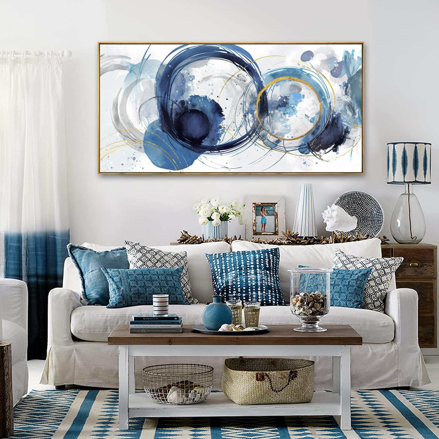 Arte para pared, pinturas de arte abstracto, fantasía azul, grafiti colorido sobre fondo blanco, arte moderno para decoración de pared para sala de