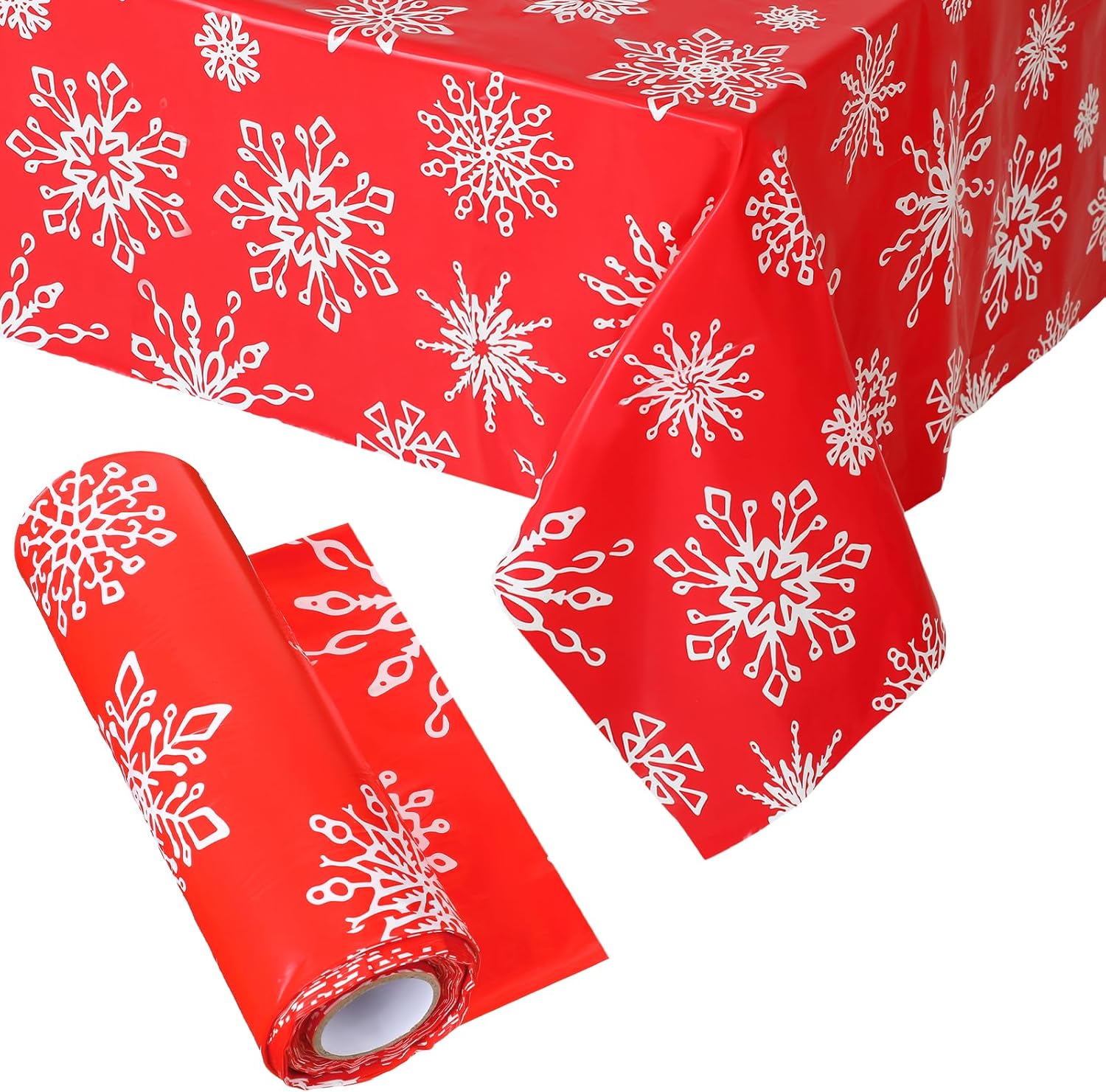 Mantel de Navidad de 100 x 40 pulgadas, rollo rectangular desechable de plástico, rollo de mantel de invierno para vacaciones, Navidad, hogar,