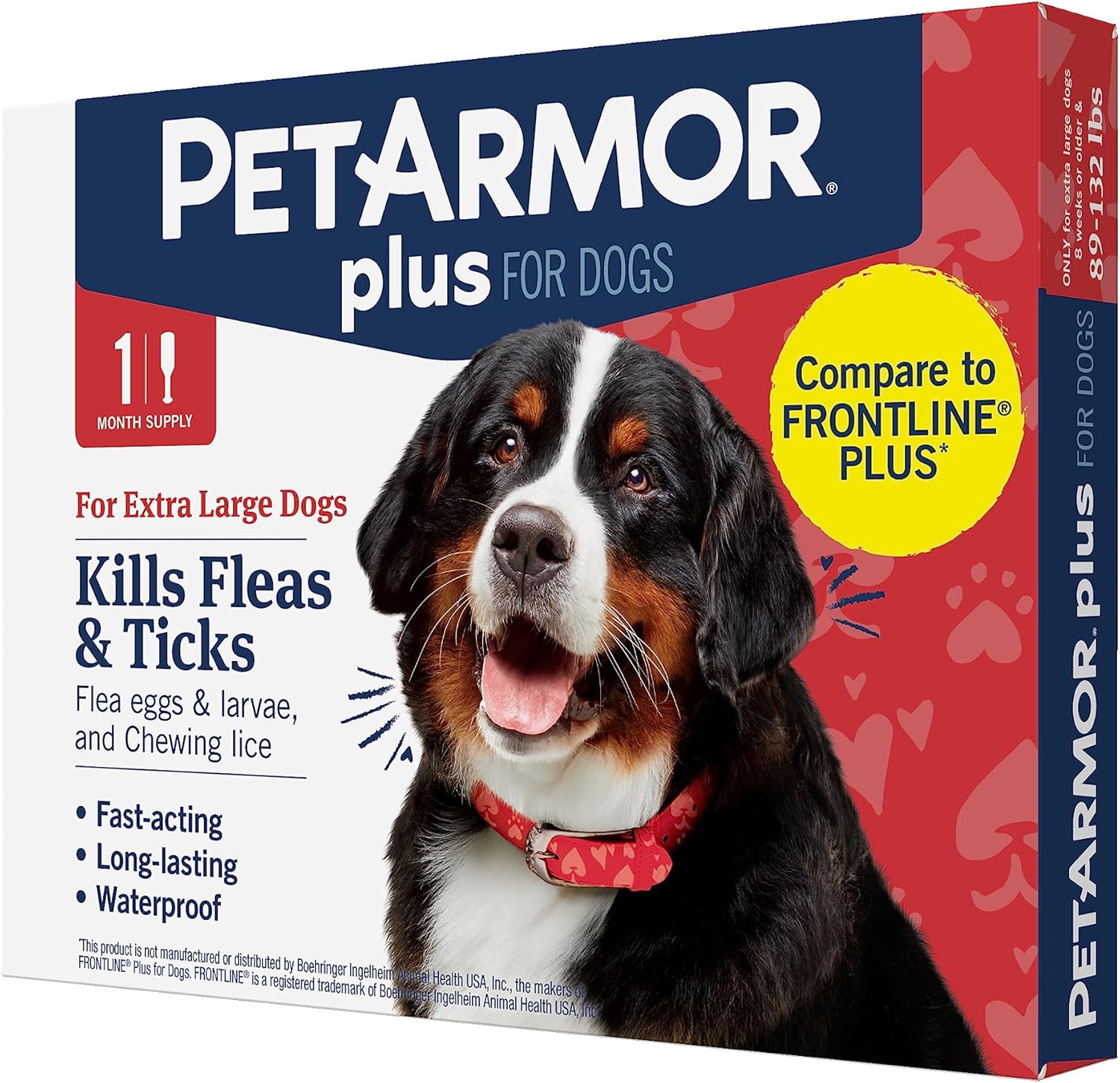 PetArmor Plus Prevención de pulgas y garrapatas para perros, tratamiento de pulgas y garrapatas de perro, 1 dosis, tópico impermeable, acción