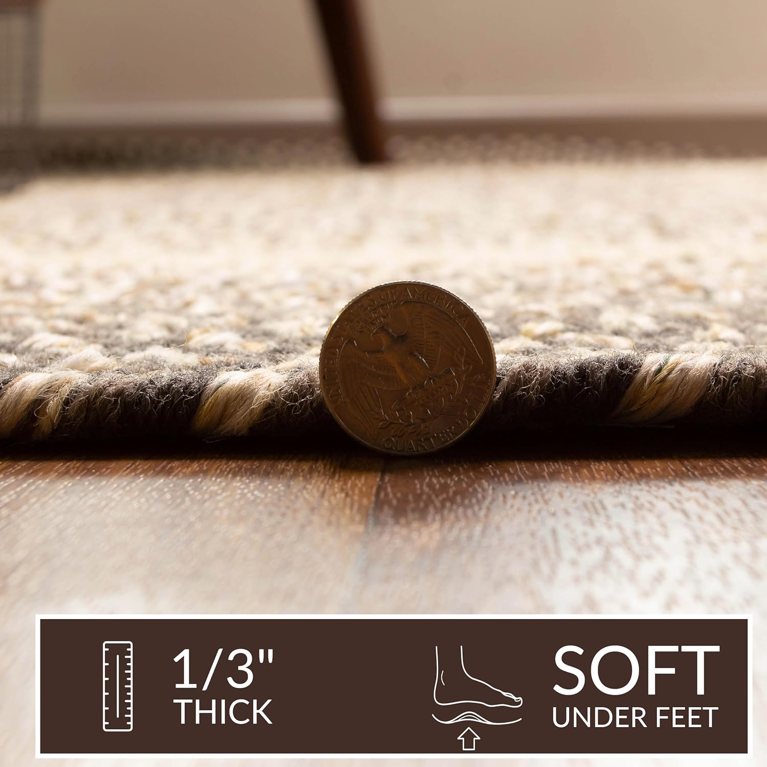 Super Area Rugs Braided Rugs – Alfombra rústica de 3 x 5 pies, alfombra trenzada Ridgewood para sala de estar, reversible, para interiores y