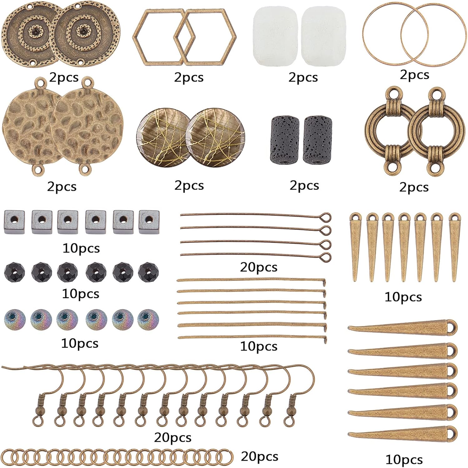 SUNNYCLUE 1 caja para hacer 10 pares de aretes bohemios, kit de iniciación de fabricación de aretes vintage con espigas colgantes, colgantes de