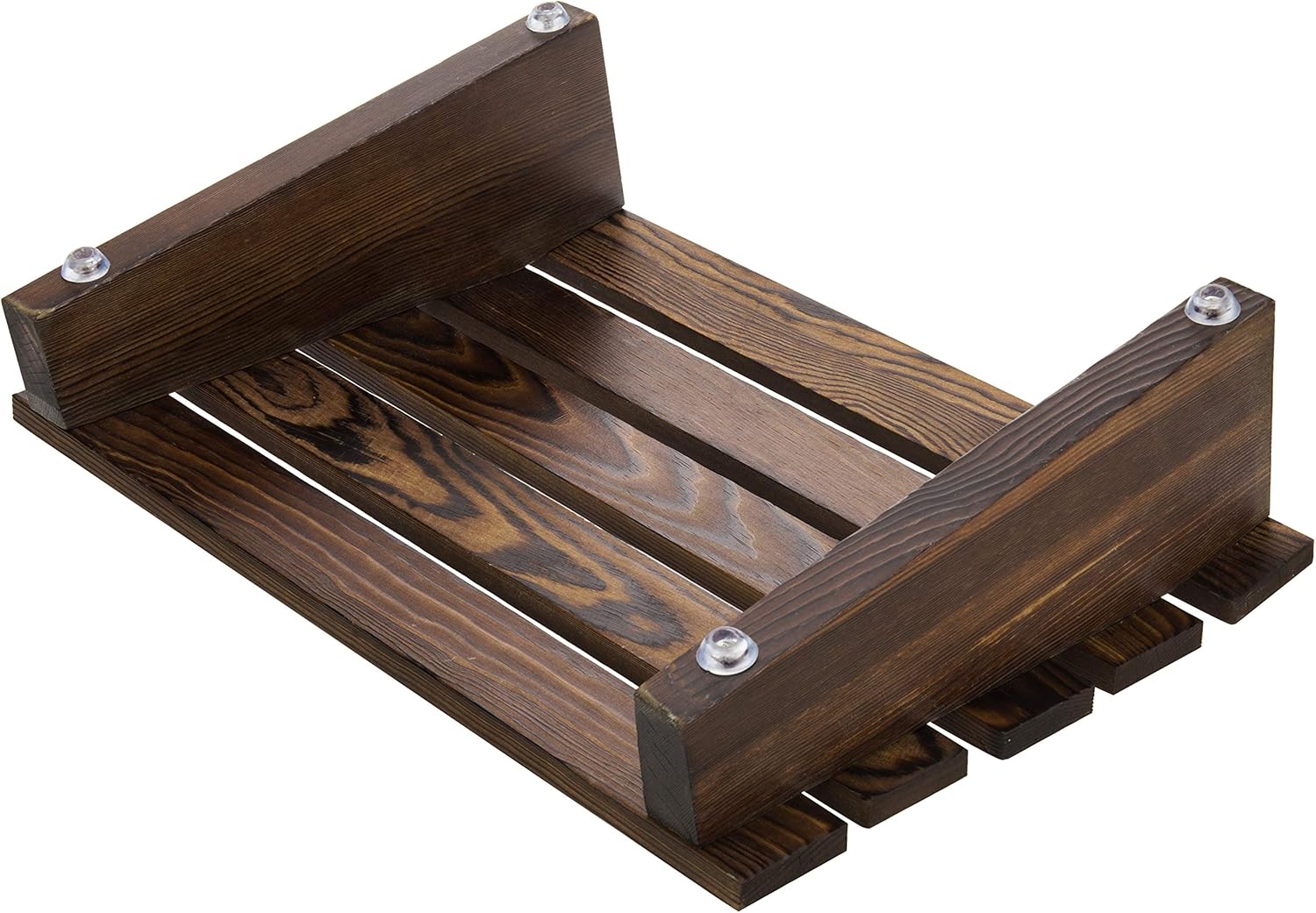 MyGift Taburete ergonómico de madera marrón quemado para pies debajo del escritorio con diseño inclinado, taburete para escritorio en el trabajo