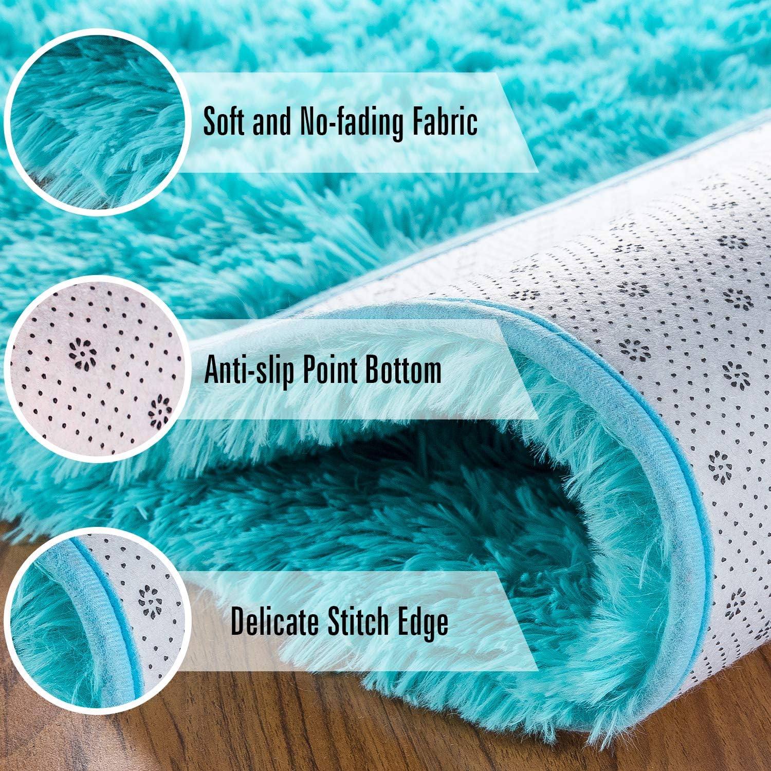 Andecor – Alfombra suave y mullida de 4 x 5.9 pies para la decoración del hogar, para el suelo, dormitorio, sala de estar, residencia universitaria,