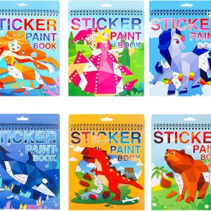 Manualidades para niños de 4 a 8 años, libros de pintura adhesiva, paquete de 6 libros de calcomanías de números para niños y niñas, recuerdos de Manualidades para niños de 4 a 8 años, libros de pintura adhesiva, paquete de 6 libros de calcomanías de números para niños y niñas, recuerdos de