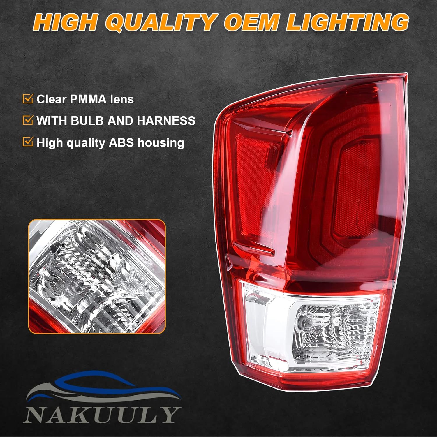 Nakuuly Lámpara trasera de luz trasera compatible con Toyota Tacoma 2016-2022 Conjunto de señal de freno de la luz trasera del lado del conductor