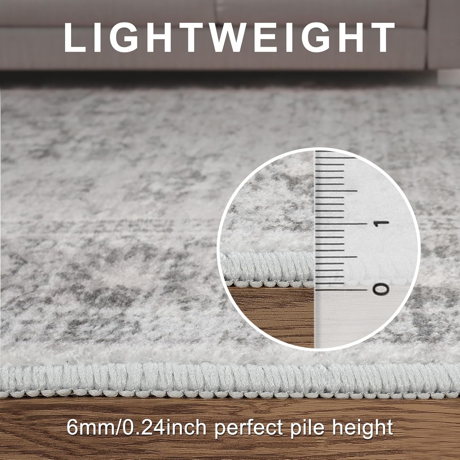LIVEBOX Alfombra de pasillo lavable de 2 x 6 pies, alfombra de cocina bohemia larga para entrada, alfombra gris vintage de pelo bajo para