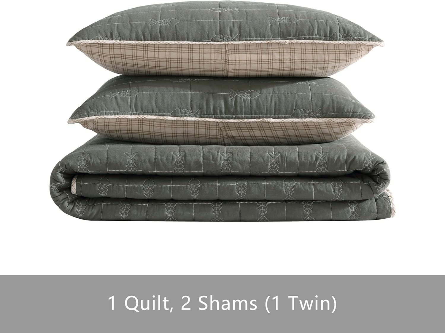 Eddie Bauer – Juego de edredón individual, ropa de cama reversible de algodón con funda a juego, decoración ligera del hogar para todas las