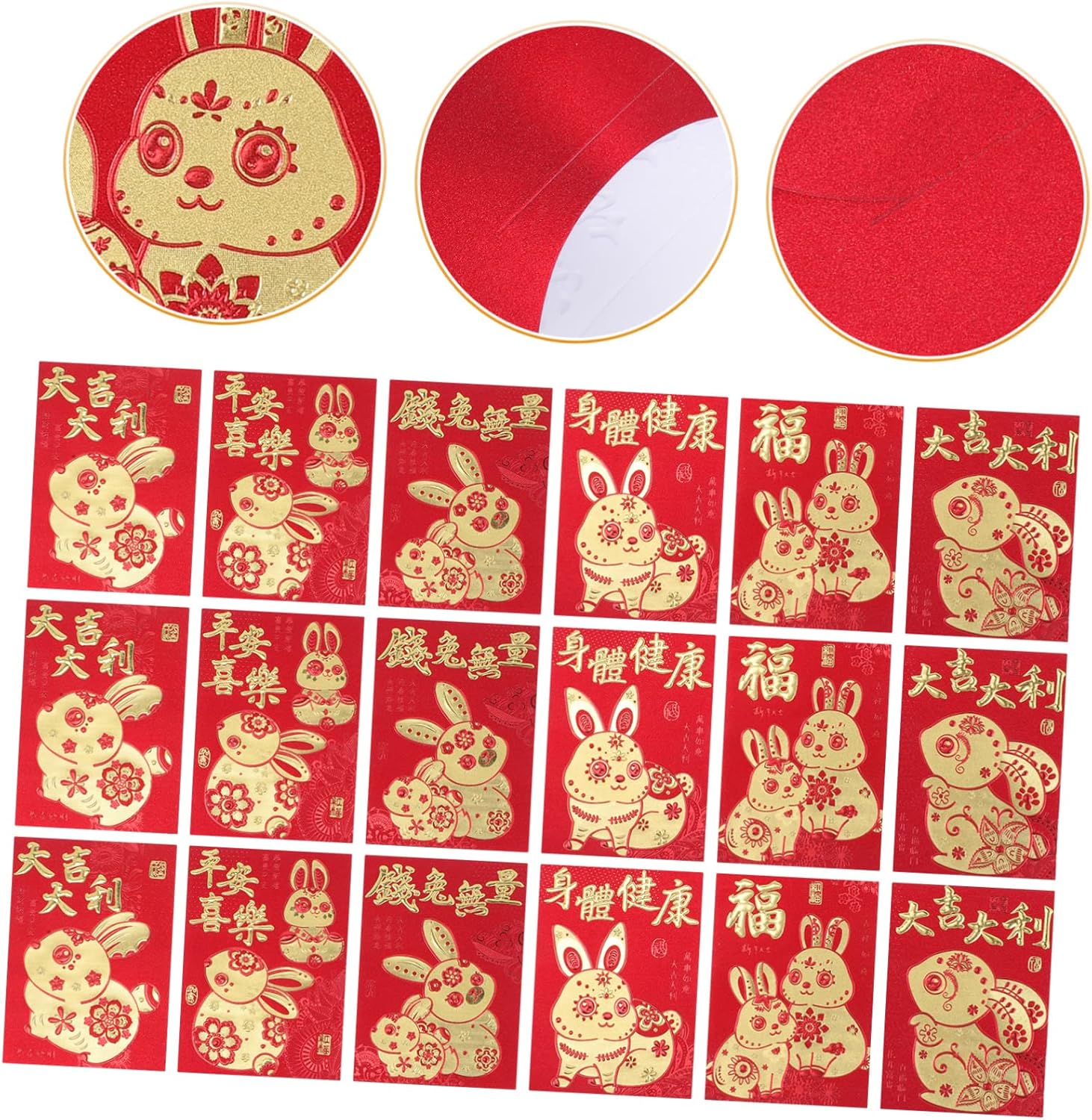STOBOK 180 Pcs Year of The Rabbit Red Envelope Wedding Envelope Lunar Year Hong Bao Good Fortune Envelope Chinese Hongbao Rabbit Year Envelope