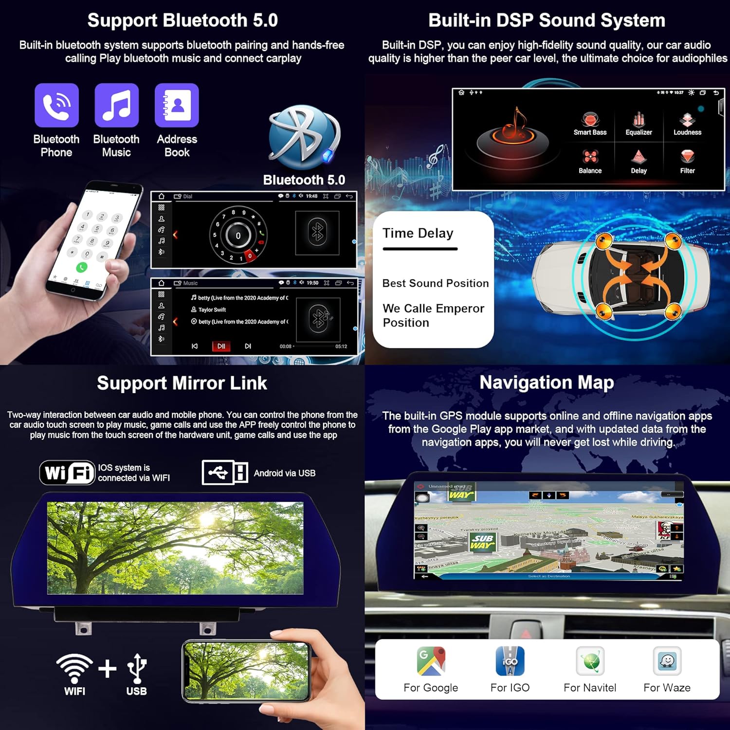 Navegador GPS del coche de 12.3 pulgadas para BMW 3 Serie 4 Serie F30 F31 F32 F33 F34 F36 Android 12 Blu-ray pantalla táctil CarPlay (sistema NBT,