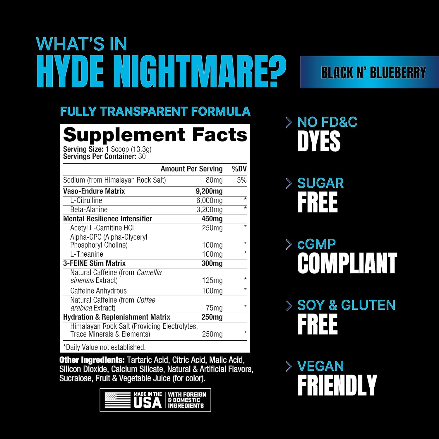 PROSUPPS Hyde Nightmare – Bebida energética en polvo para preentrenamiento, energía intensa, enfoque mental y alto rendimiento, cargada con