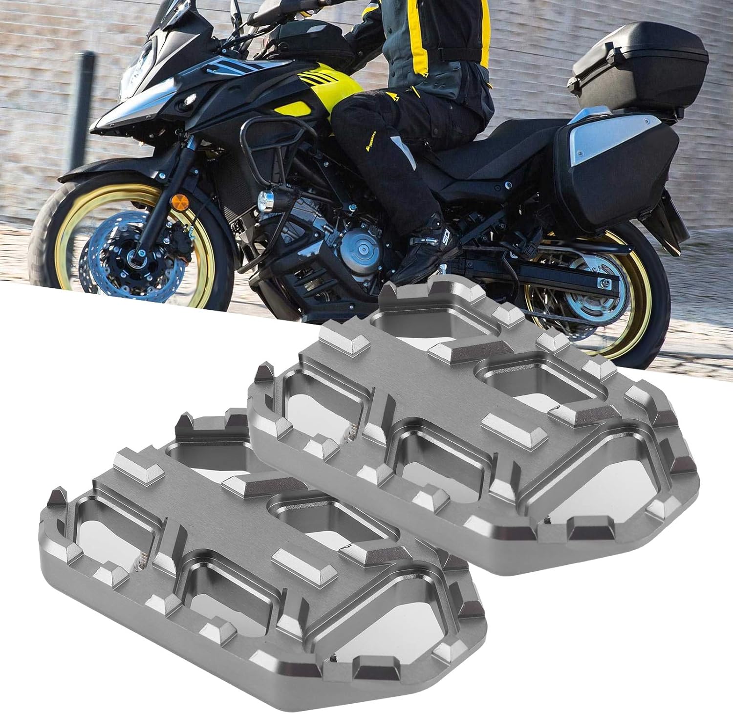 Reposapiés ancho para motocicleta, pedales de aleación de aluminio CNC, aptos para DL650 DL1000 VSTROM 650XT1000XT Pedal de descanso para accesorios
