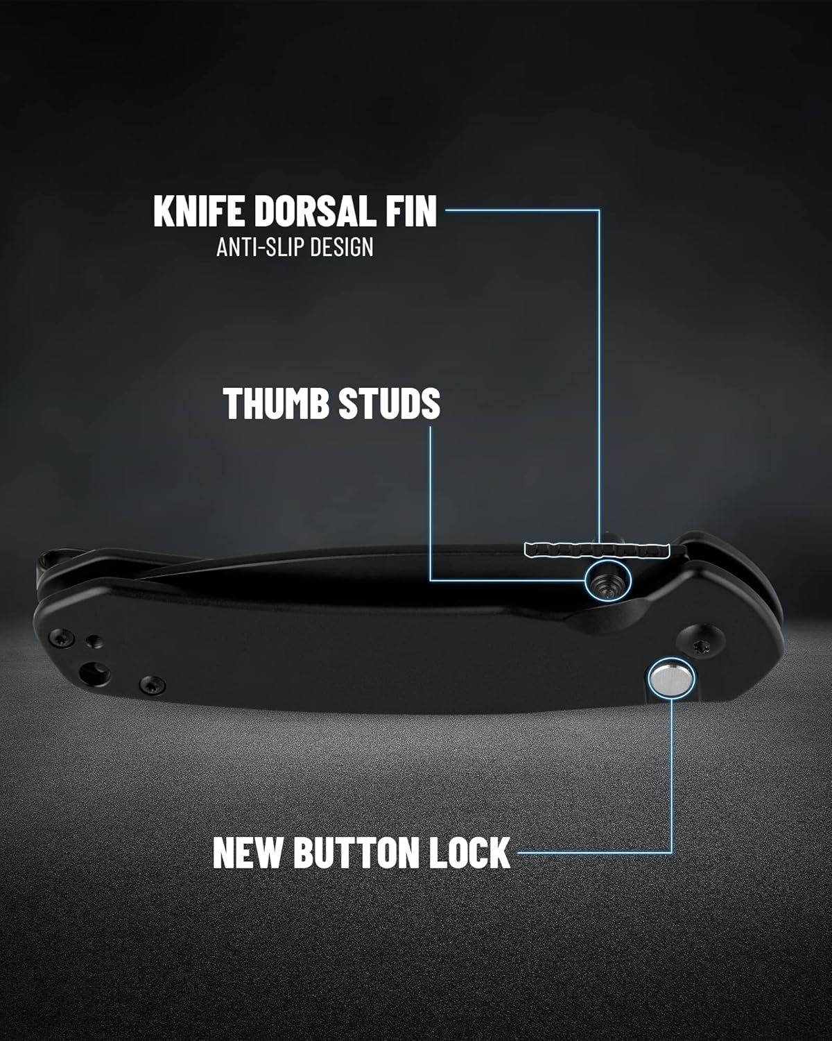 CJRB – Cuchillo plegable pirita (J1925) AR-RPM9 hoja y mango de acero inoxidable PVD negro con bloqueo de botón EDC Navaja de bolsillo con clip