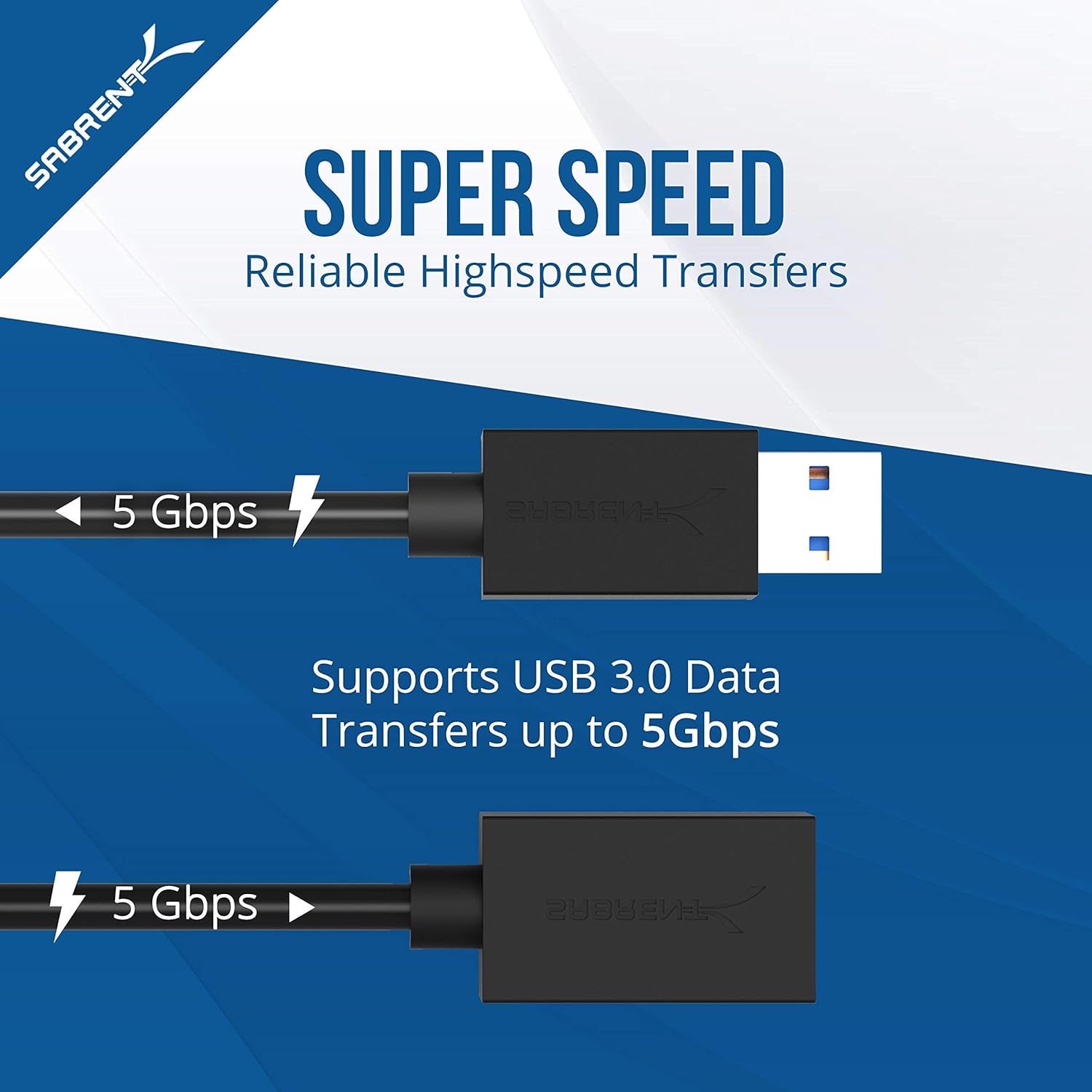 Sabrent Carcasa de disco duro externo de aluminio SATA ultradelgada USB 3.0 a 2.5 pulgadas + cable de extensión USB 3.0 de 22 AWG de 3 pies