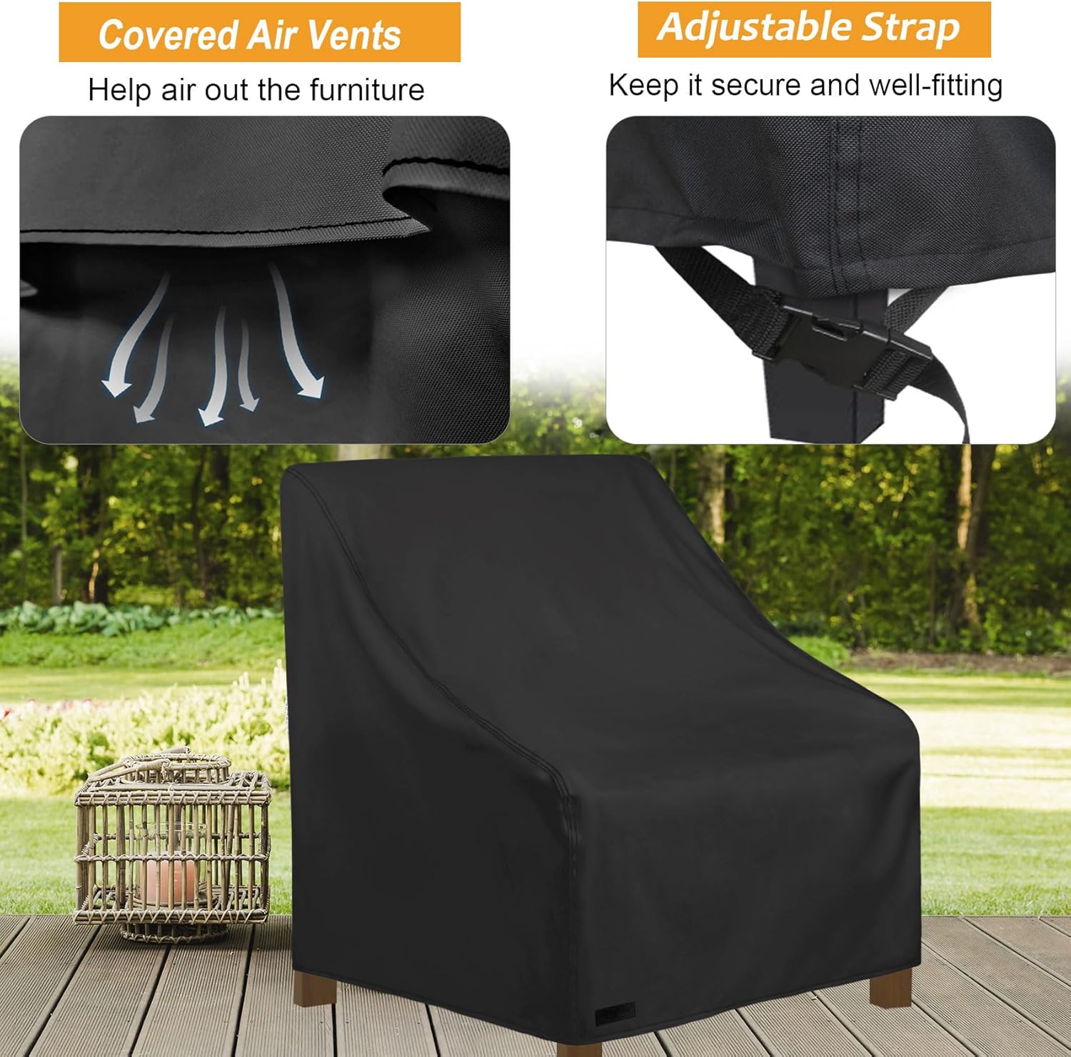 NettyPro Fundas para sillas de patio, impermeables, para muebles de exterior, giratorias, reclinables, mecedoras, para asientos profundos, se adapta