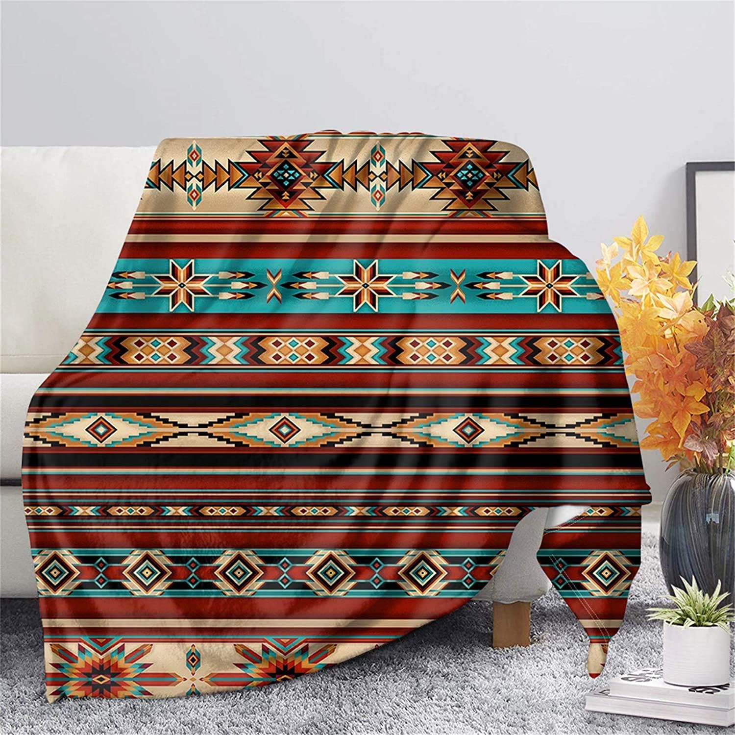 Frestree Southwestern Native Navajo – Manta de franela de estilo indio para el hogar, oficina, decoración al aire libre, para niños y adultos,