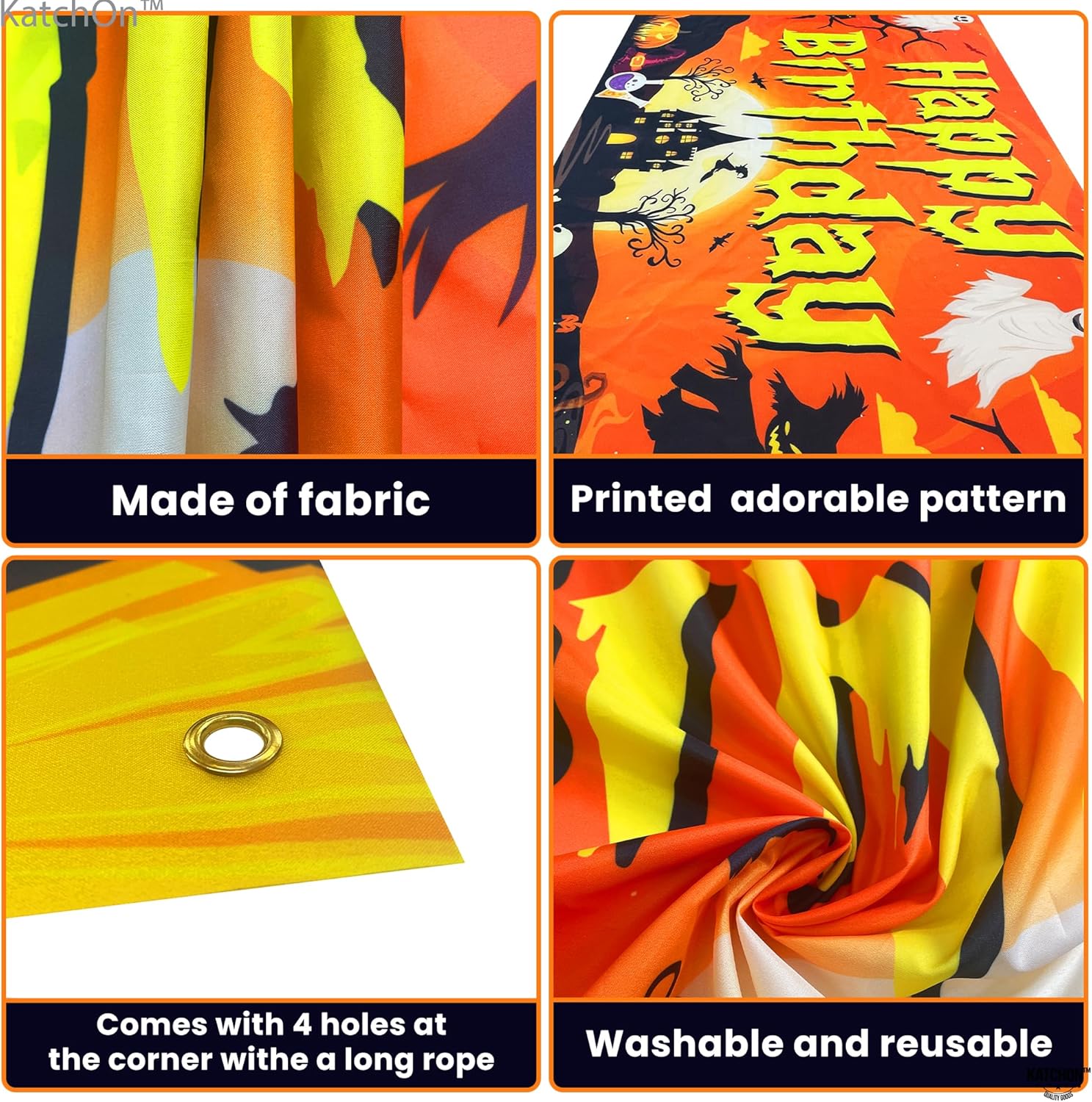 KatchOn, Pancarta espeluznante de Halloween con texto en inglés Happy Birthday  Extra grande, 72 x 44 pulgadas, telón de fondo de calabaza de