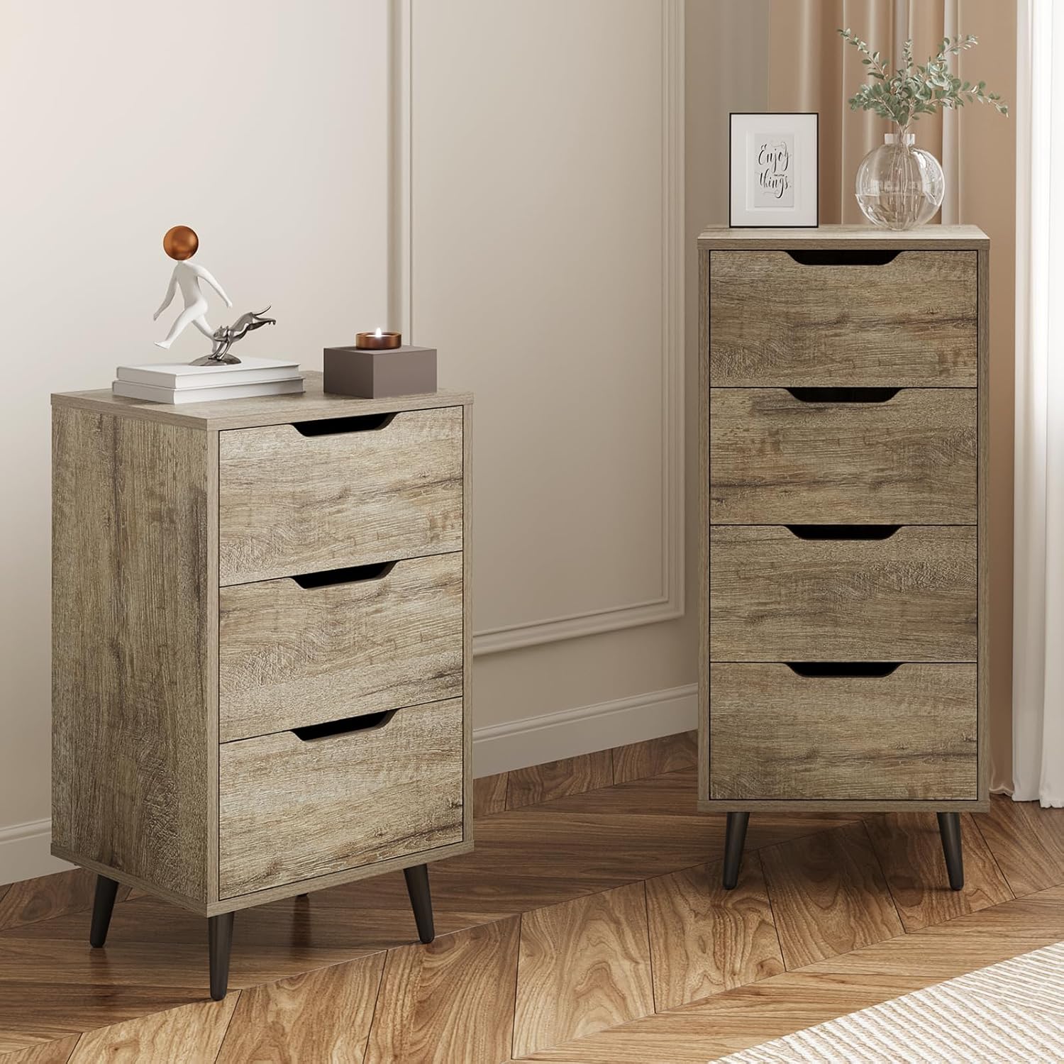 Maxtown Cómoda de 3 cajones, cómoda, cómoda moderna para dormitorio con patas de metal, juego de cómoda para sala de estar, cómoda alta con