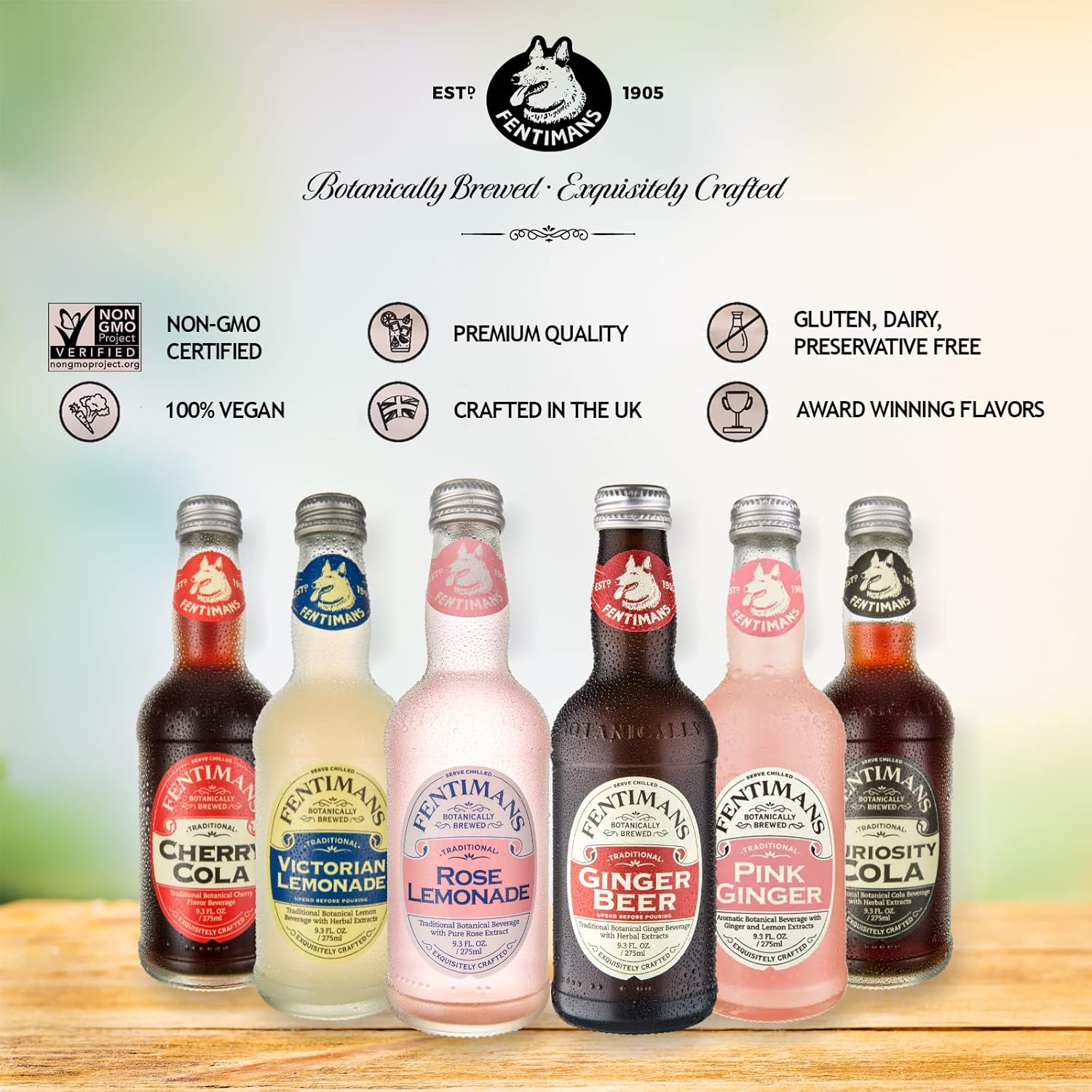 Fentimans Cherry Cola – Refresco de cereza, refresco, refresco artesanal, todos los ingredientes naturales, sin colores ni sabores artificiales, 9.3