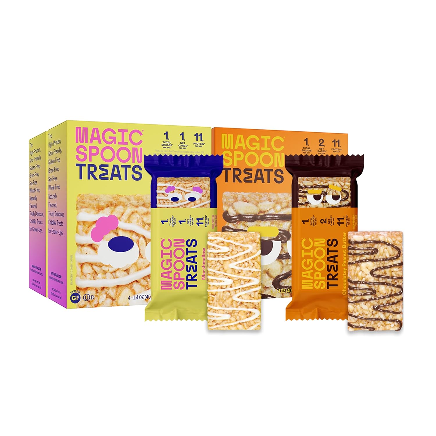 MAGIC SPOON Golosinas  Alta en proteínas, baja en carbohidratos, apta para dieta cetogénica, 0.04 oz de azúcar, sin gluten, barra de cereales