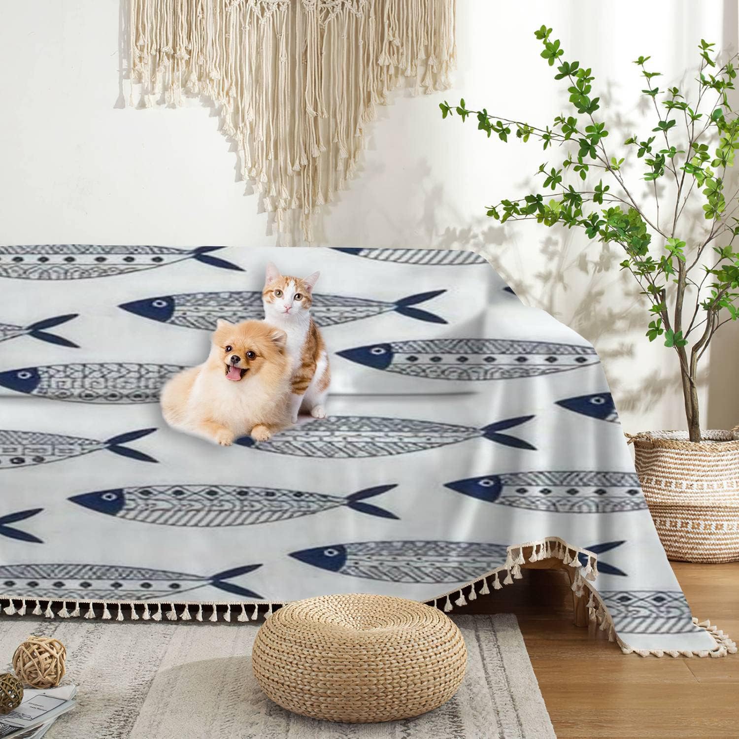 Decoración de peces tradicionales mexicanos mayas étnicos bohemios, funda de sofá reclinable, funda de sofá biplaza para muebles, toalla lavable,