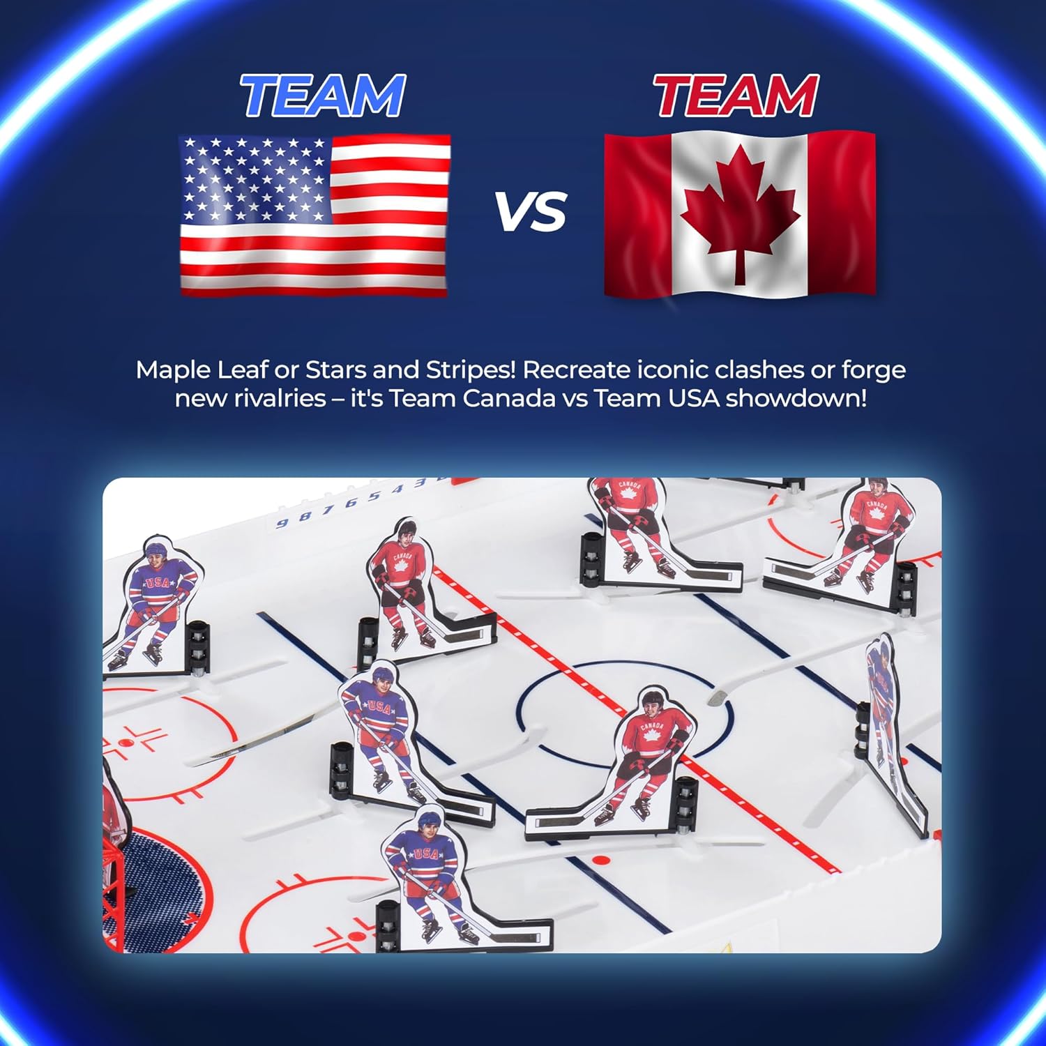 TOP SHELF Juego de hockey de mesa de 28 x 14 pulgadas, juegos de mesa para adultos y familia, mesa de hockey con cúpula de burbujas, mesa de hockey