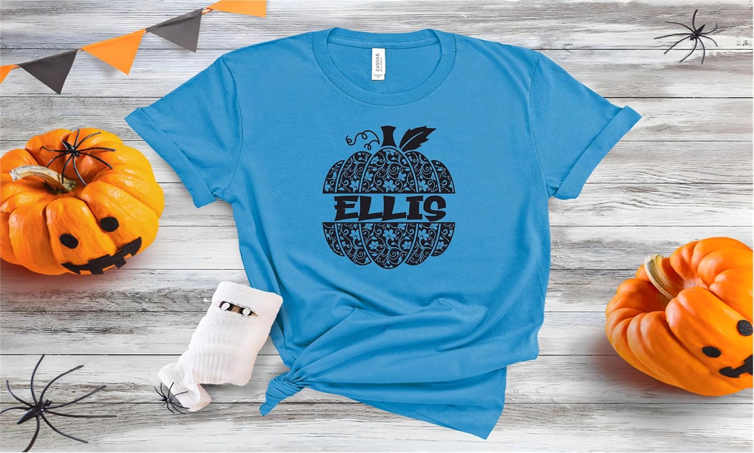 Adhesivo de parche con nombre de calabaza de Halloween personalizado para camisetas Ropa de tela  Monograma personalizado