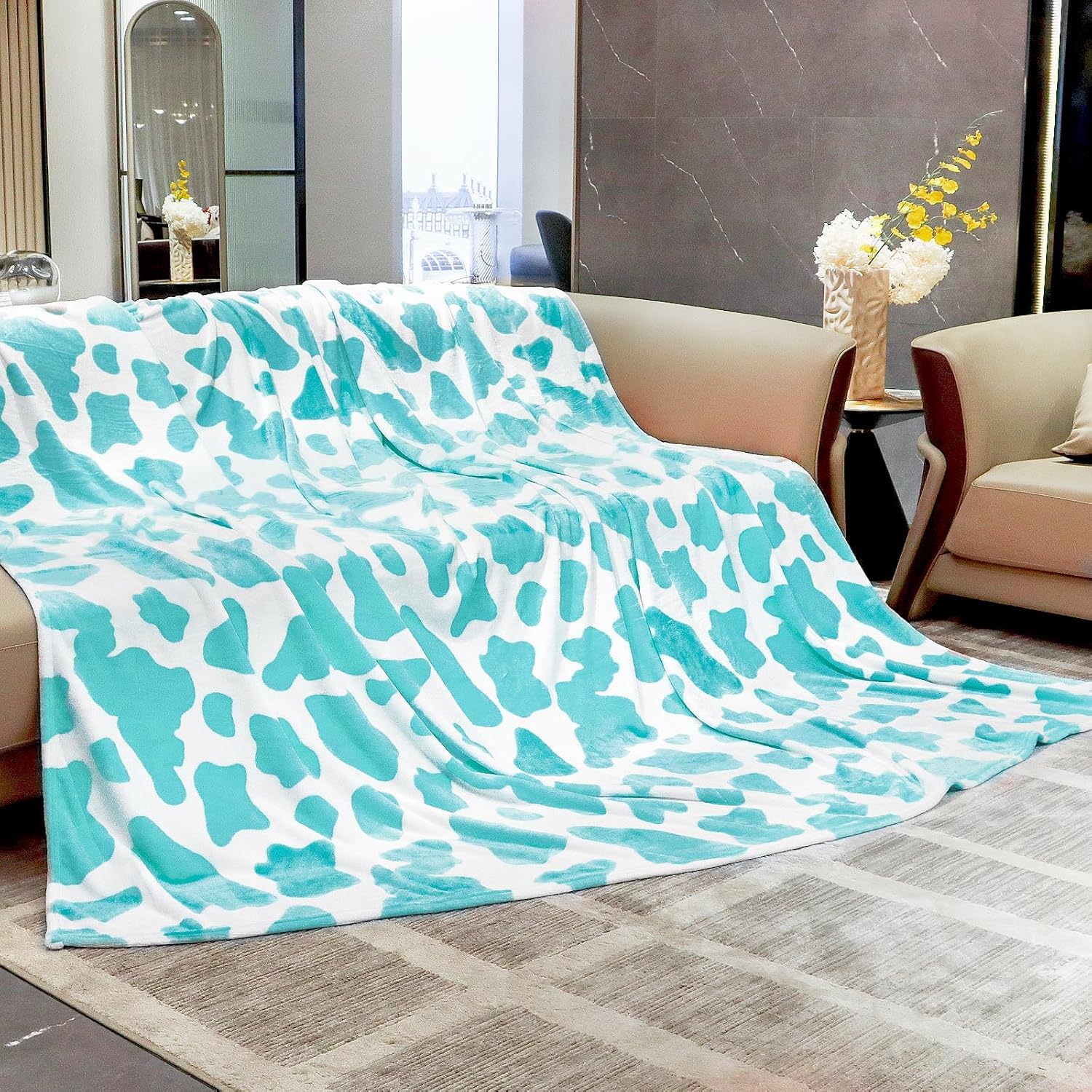Mantas y mantas azules tamaño Queen de forro polar suave manta acogedora para cama manta de 90 x 90 pulgadas