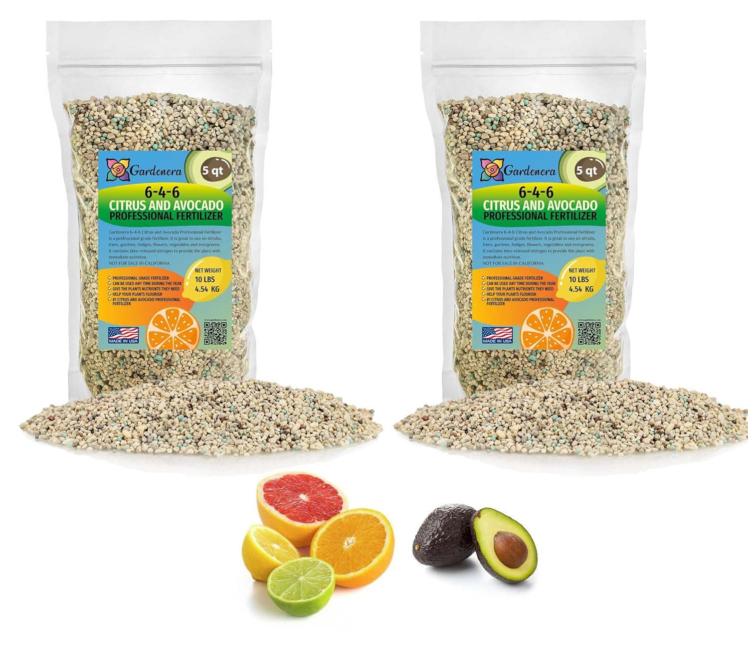 6-4-6 Fertilizante de cítricos y aguacate – Promueve un fuerte desarrollo de raíces y absorción de nutrientes – 10 cuartos de galón
