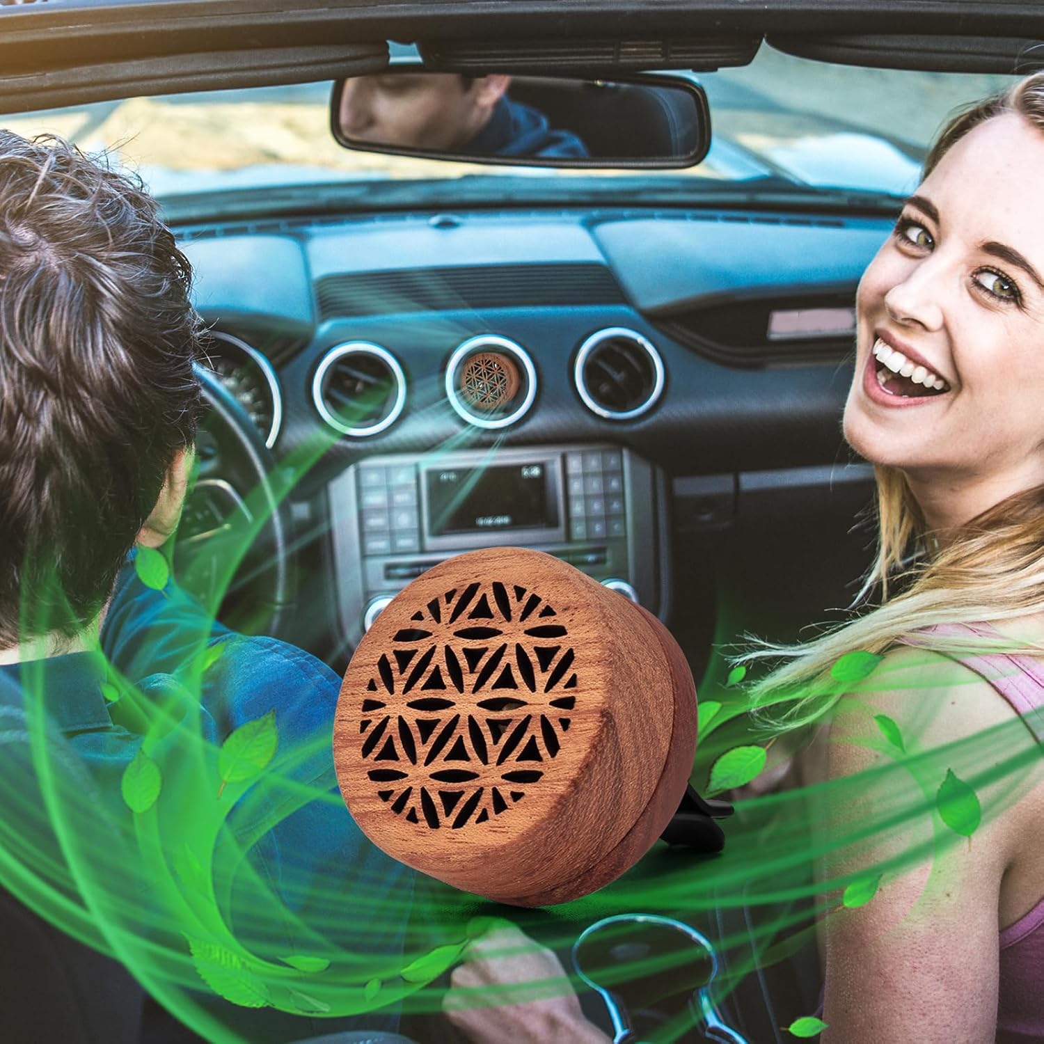 2 ambientadores de coche con 10 tabletas fragantes, difusor de madera de aromas, clips de ventilación, difusor de aceites esenciales para mujeres y