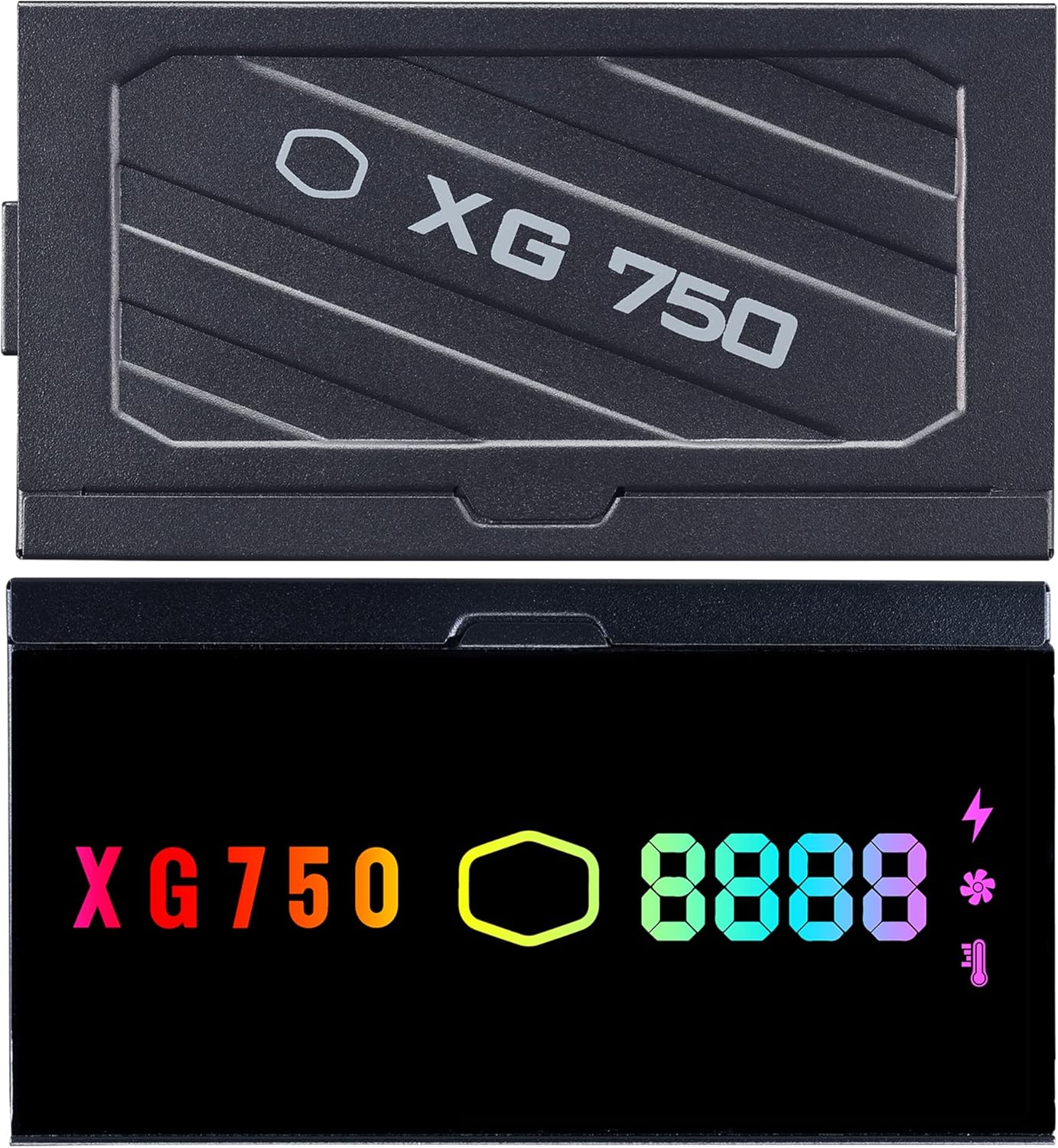 Cooler Master XG750 Plus Platinum ARGB totalmente modular, 750W, panel de visualización de información incorporado, ventilador silencioso ARGB 5.315