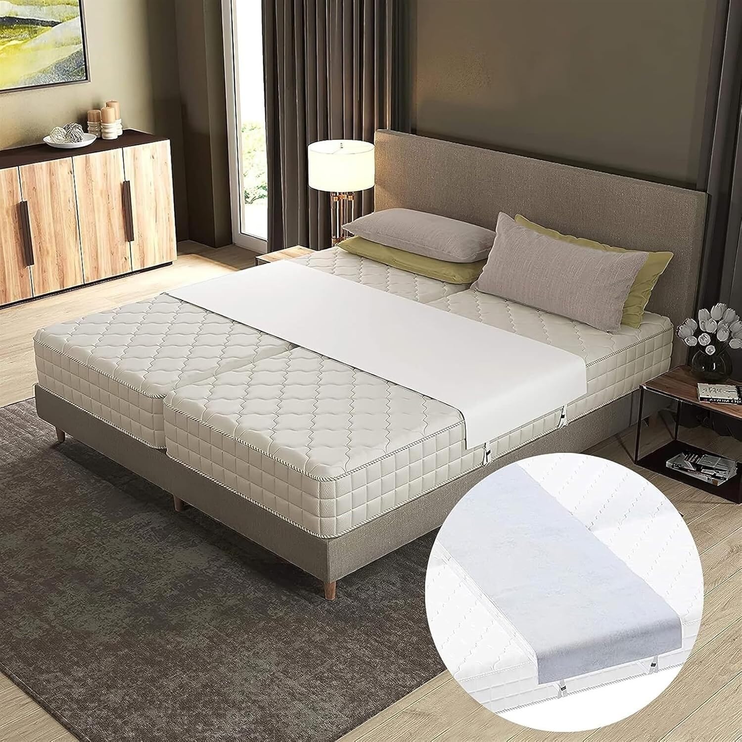 Relleno de espacio para cama, relleno de espacio King dividido para cama ajustable, conector de colchón, para convertir las camas individuales en