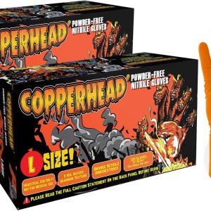 Copperhead Guantes desechables de nitrilo naranja HD, 8 mil, sin látex ni polvo, industriales, seguros para alimentos, textura de diamante elevado Copperhead Guantes desechables de nitrilo naranja HD, 8 mil, sin látex ni polvo, industriales, seguros para alimentos, textura de diamante elevado