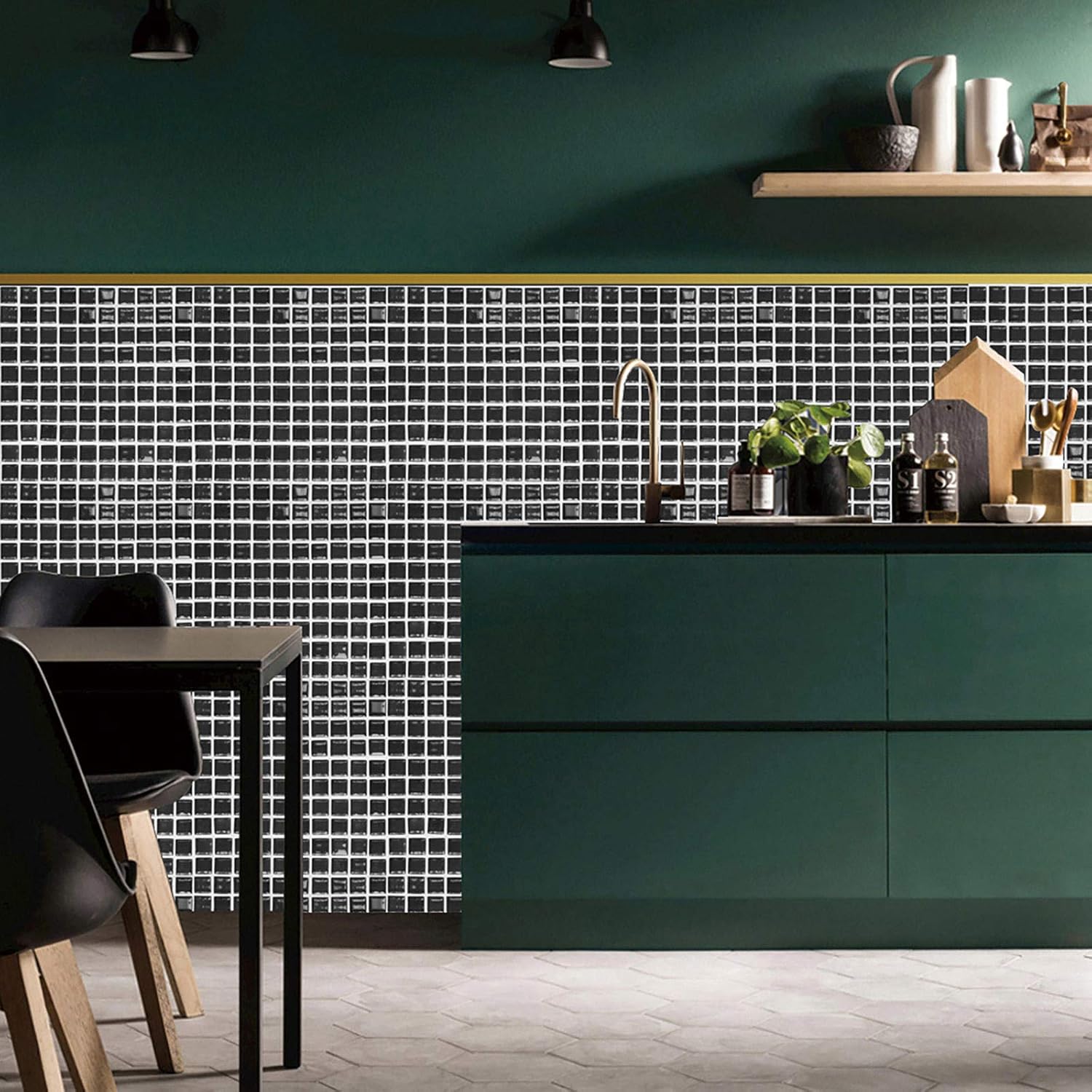 Azulejo adhesivo de 10 hojas para cocina, protector contra salpicaduras para cocina y baño, azulejos de pared 3D autoadhesivos para bordes de