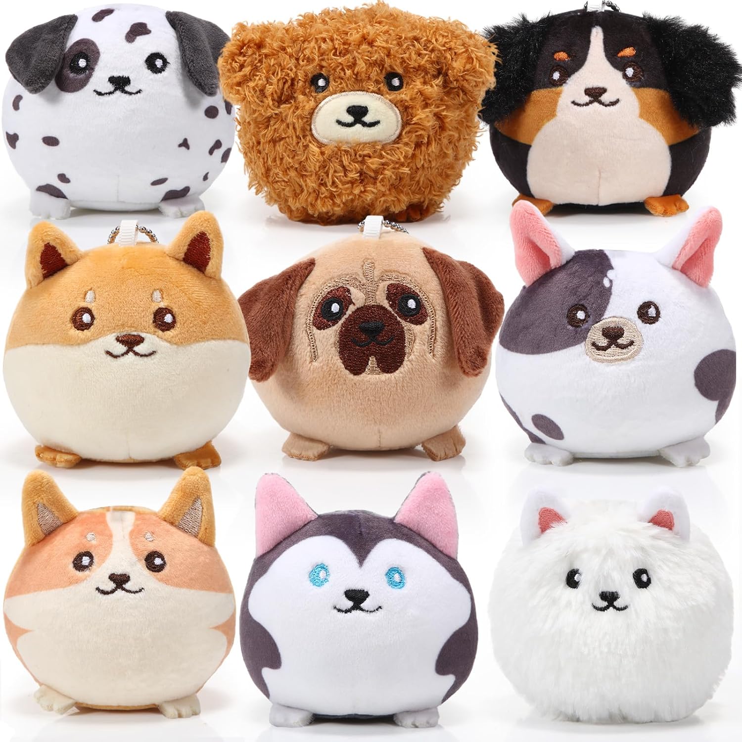 Libima 9 mini llaveros de peluche de 3.15 pulgadas, adornos pequeños de felpa a granel para niños, regalos de fiesta de cumpleaños, regalos de árbol
