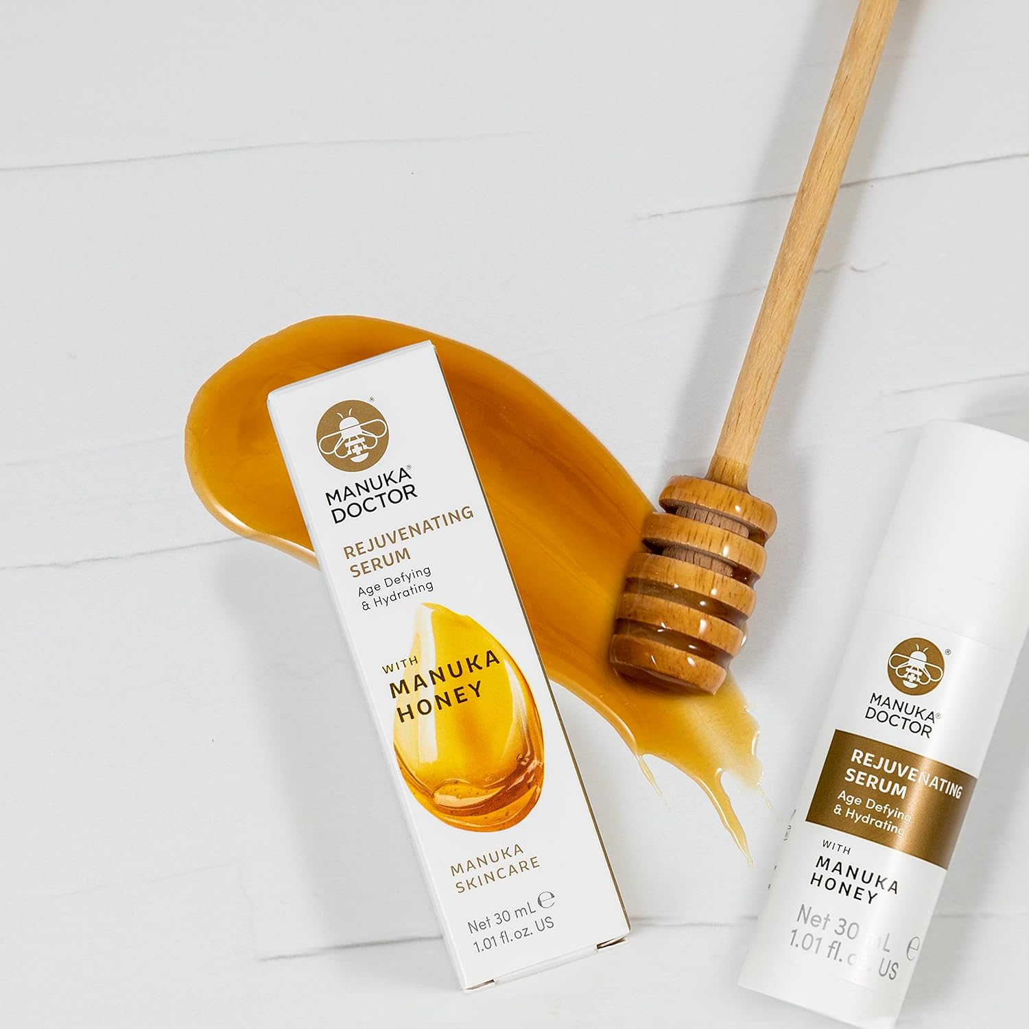 MANUKA DOCTOR Suero antienvejecimiento con miel de manuka, ácido hialurónico, propóleos, jalea real, vitamina E, aceite de rosa mosqueta, suero