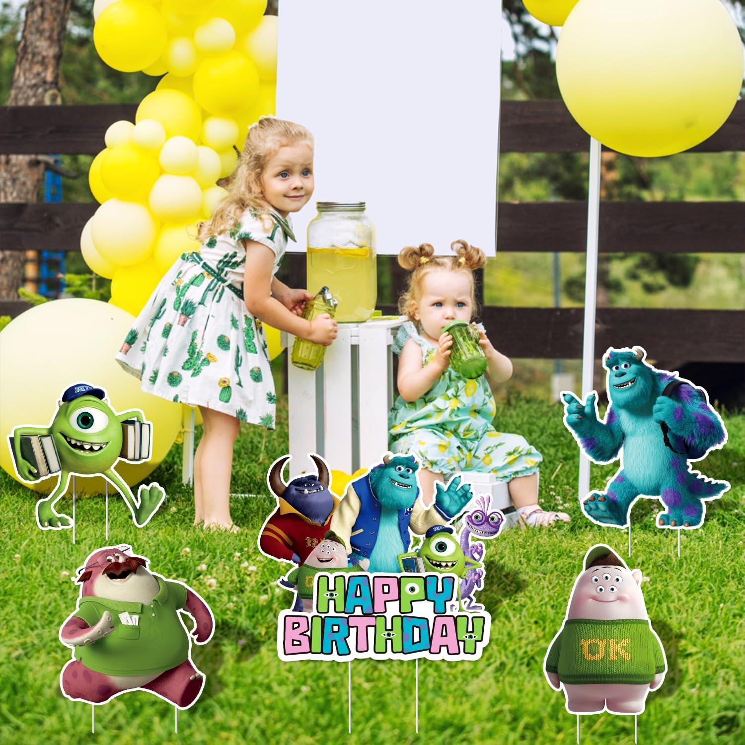 7 piezas de decoración de cumpleaños de película con estacas, suministros de fiesta de película, decoración de césped al aire libre para niños y