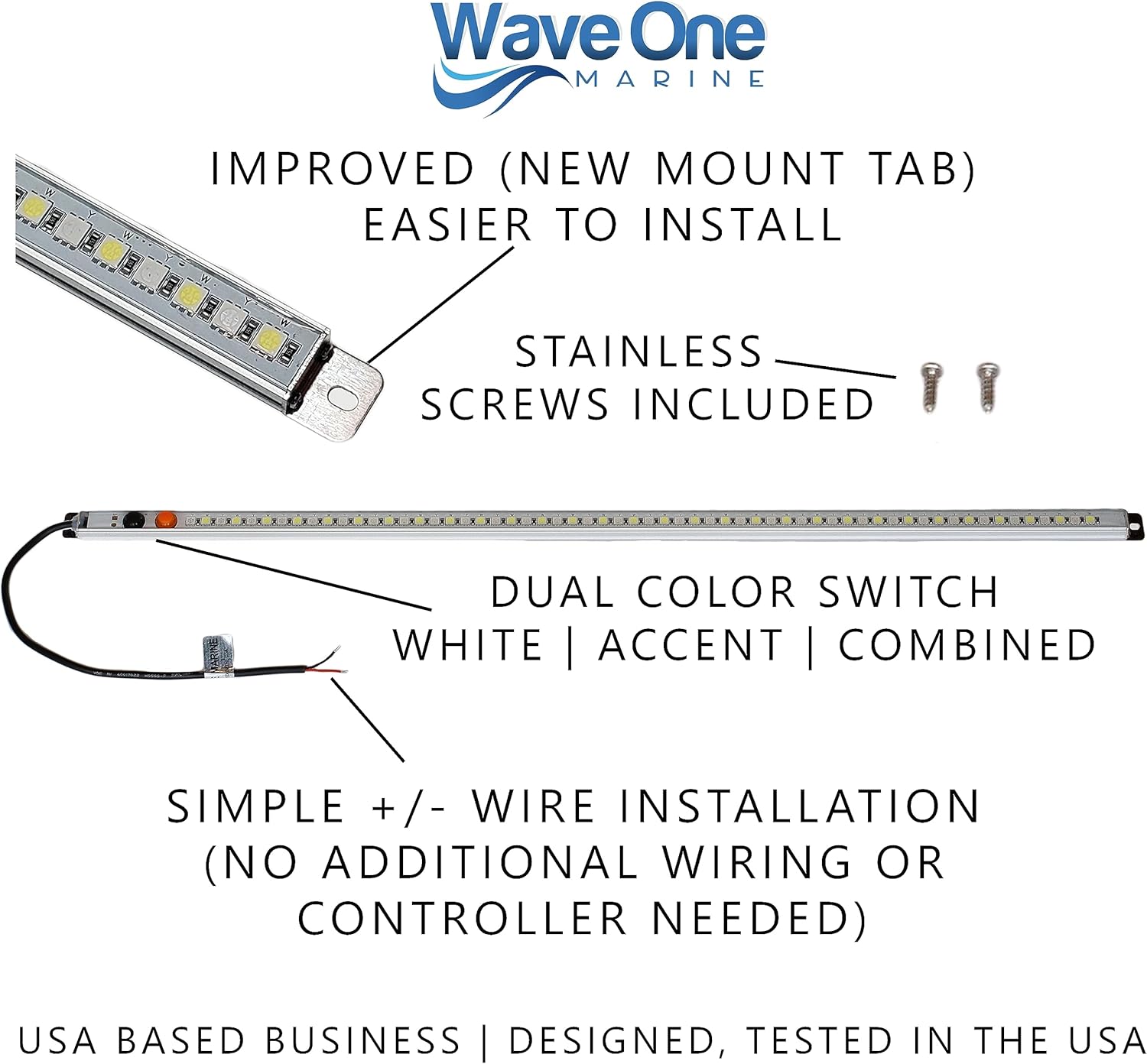Luz LED con tapa en T de doble color con interruptor  Luz de timón de cabina de cortesía para barco  Carcasa de barra impermeable  Hardware