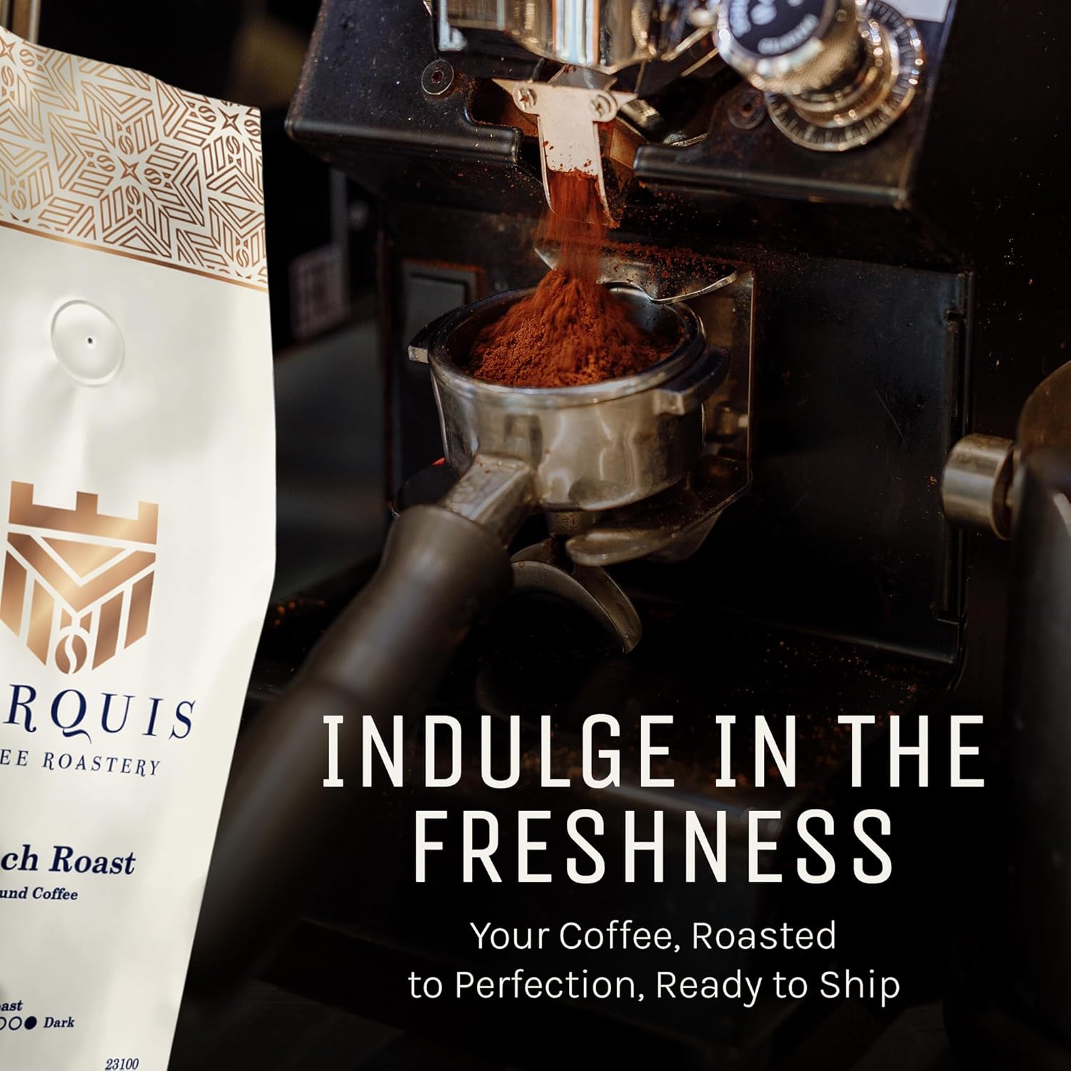 Marquis – Café molido tostado francés, mezcla rica y audaz de café molido colombiano y guatemalteco, café tostado oscuro fresco y ahumado, café