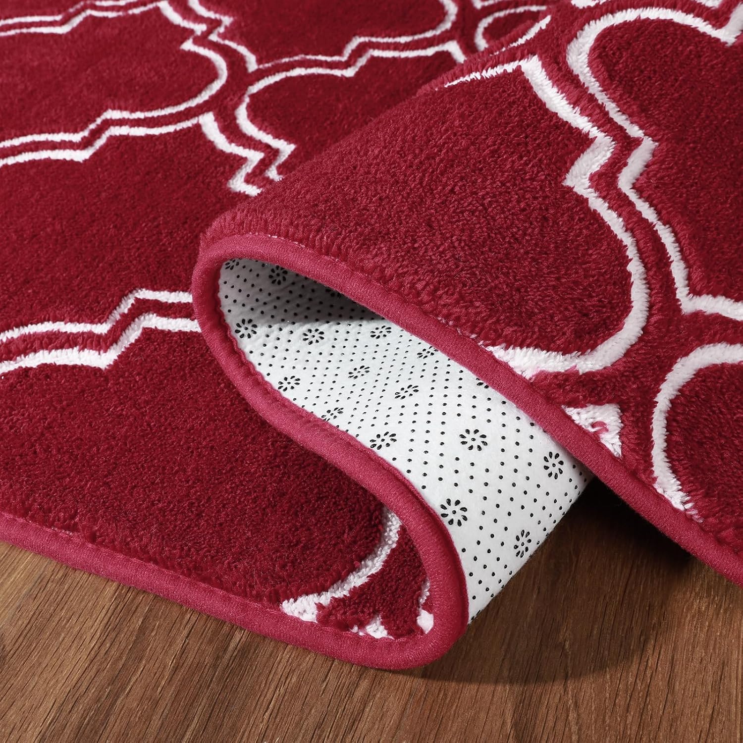 HOMORE Alfombra geométrica para dormitorio, 5 x 7 pies, color rojo vino, alfombra lanuda para sala de estar, alfombra de área suave para niños,