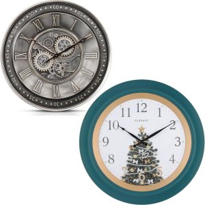 Reloj de pared grande de 24 pulgadas con engranaje móvil para decoración de sala de estar, número romano de metal plateado + reloj de pared verde Reloj de pared grande de 24 pulgadas con engranaje móvil para decoración de sala de estar, número romano de metal plateado + reloj de pared verde