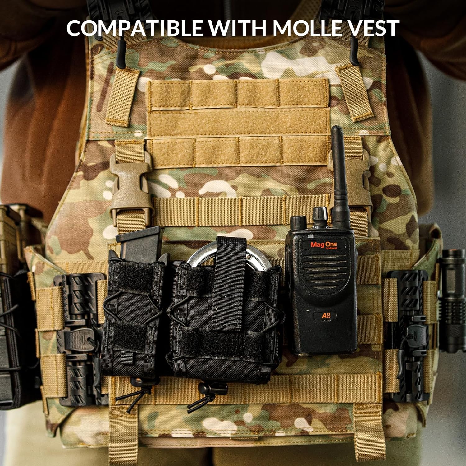 VOTAGOO GEAR Combo de bolsa para esposas de 0.354 in para revistas y esposas de cadena, ASP, esposas plegables compatibles con varios cinturones