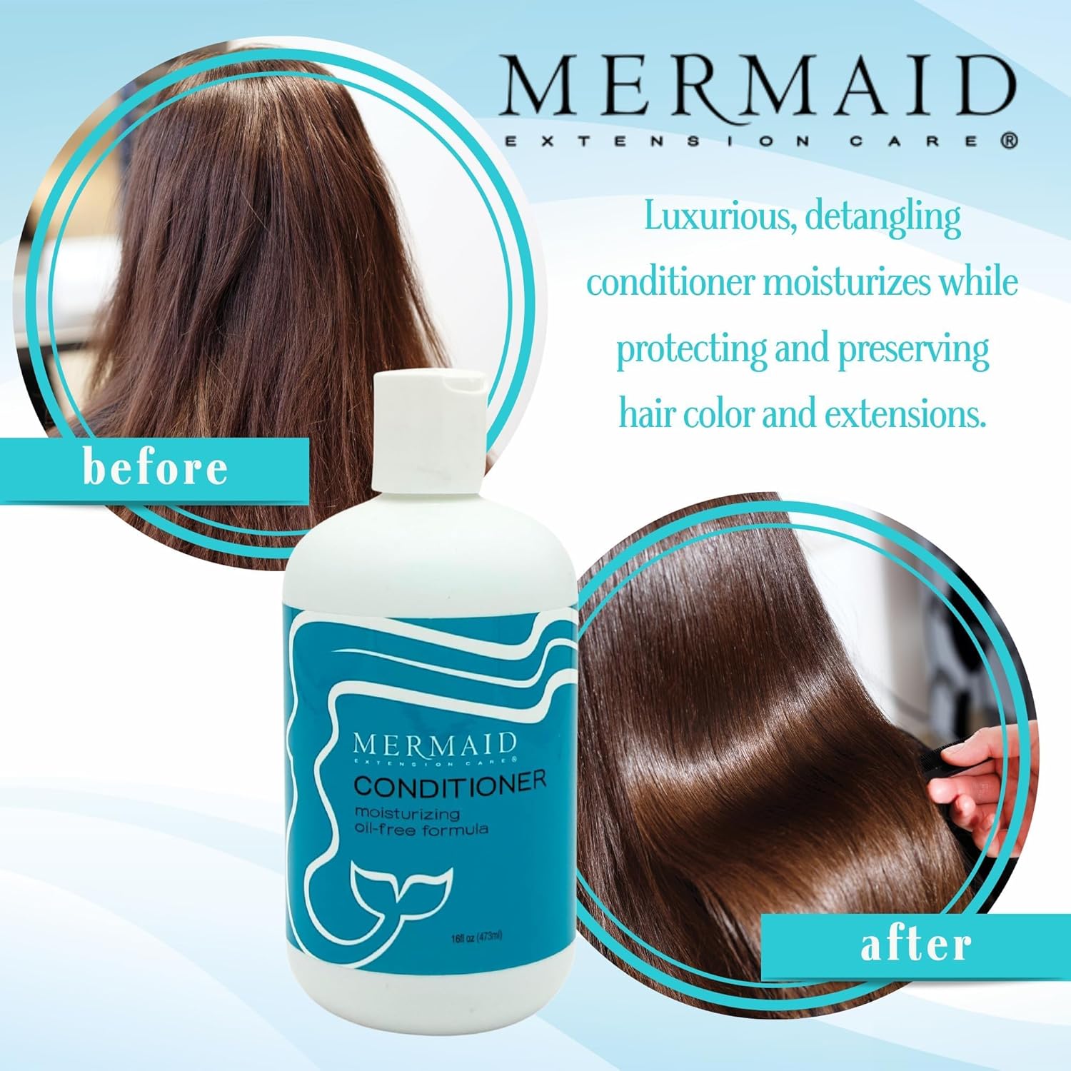 Acondicionador para el cuidado del cabello con extensión de sirena, sin aceite, suave, hidratante, producto de hyrdrating de grado de salón seguro