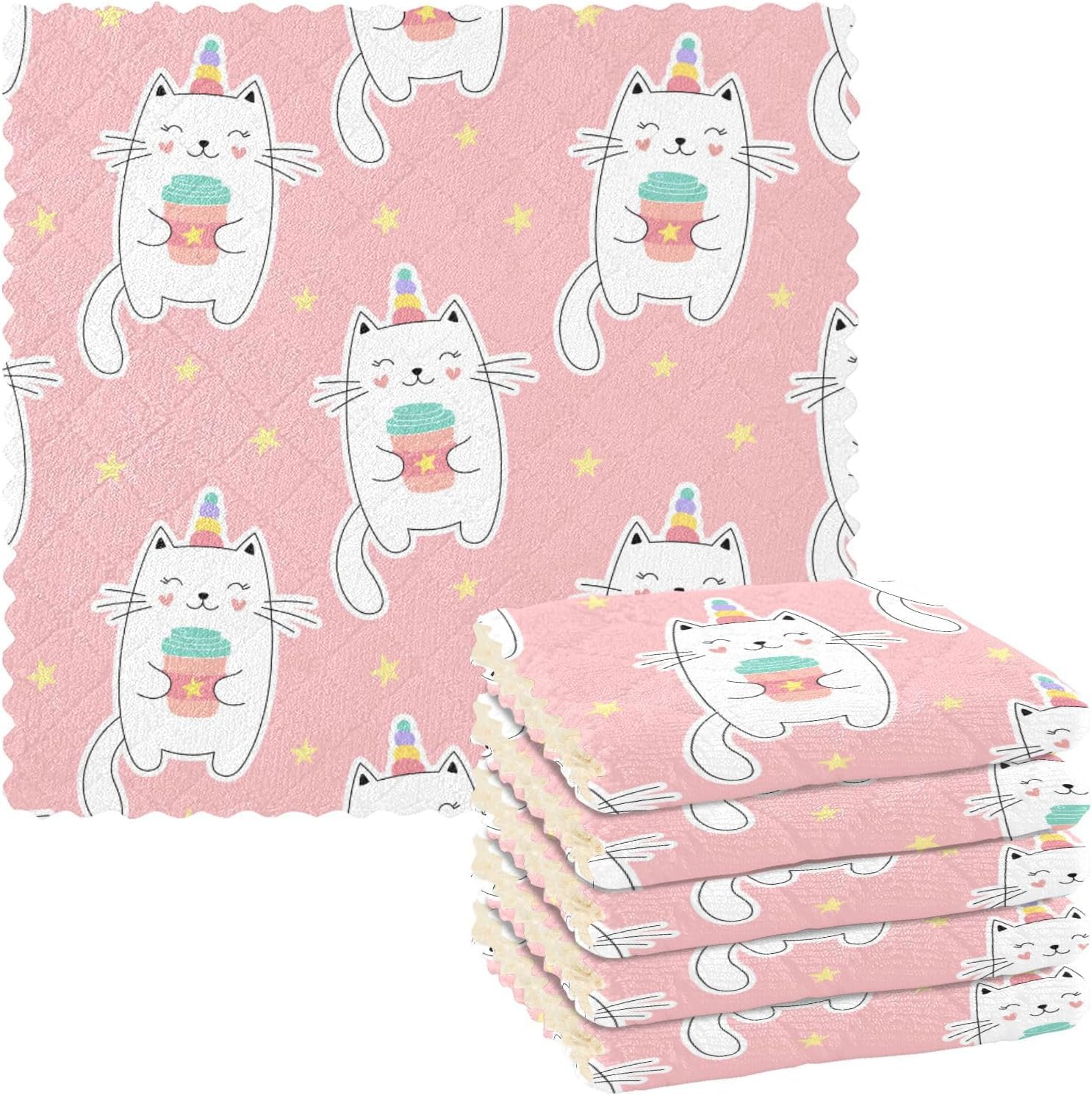 Sweet Pink Soft Decor Microfiber Dish Towels Absorbent 6 Pack Microfiber Absorbant Towel for Countertop Sink
