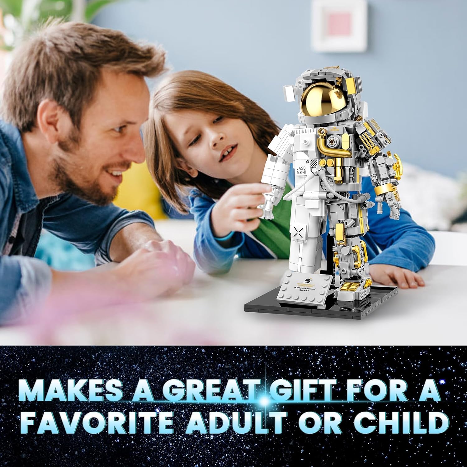 Juego de bloques de construcción de astronautas espaciales, 966 piezas de astronauta para adultos, kit de construcción espacial, juguetes regalos