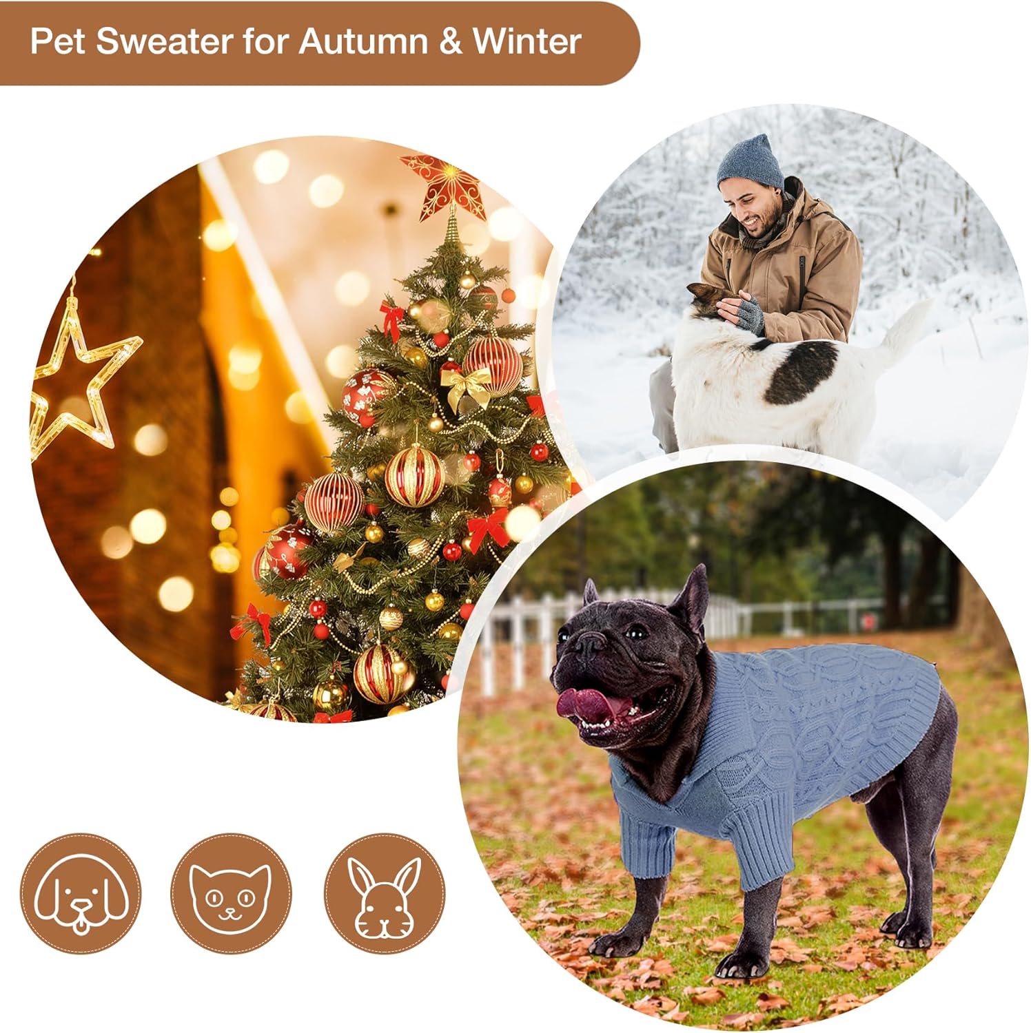 Poifzew Suéter de forro polar plegable para perro, ropa clásica para mascotas, bonitos suéteres de punto para perros pequeños, niñas y niños,