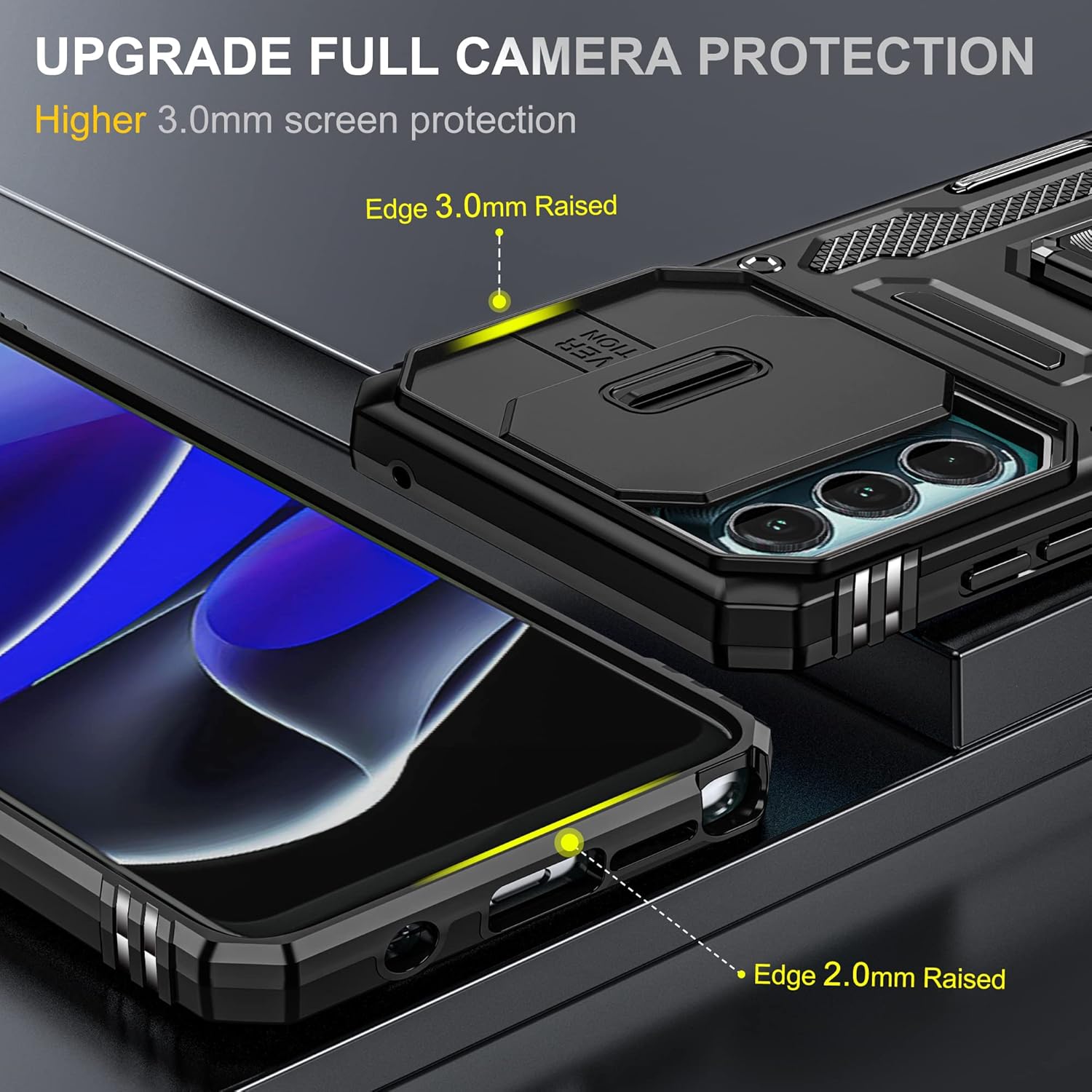 Asuwish Funda para teléfono Motorola Moto G Stylus 5G 2022 con protector de pantalla de vidrio templado y cubierta deslizante para cámara