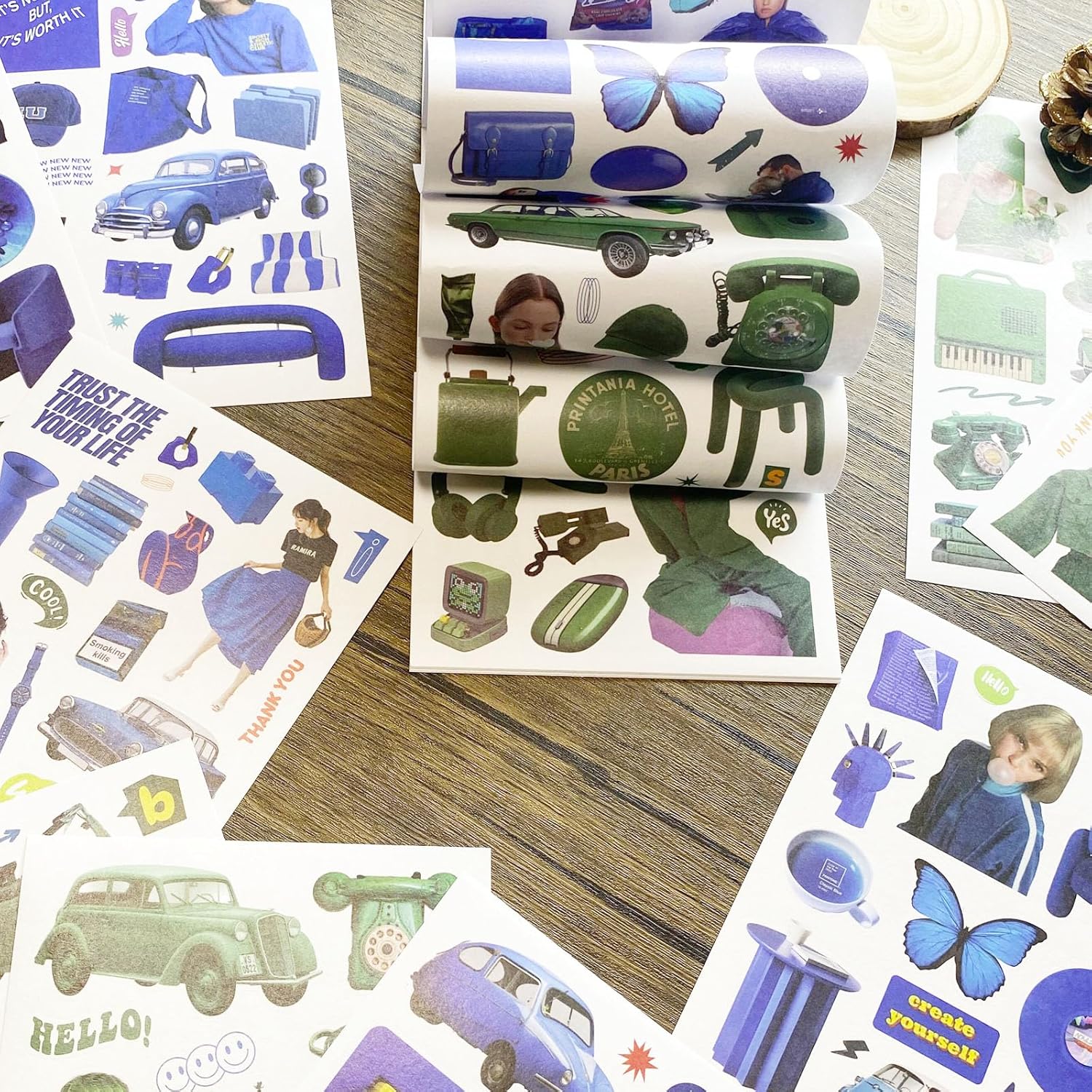 Calcomanías estéticas para diario, calcomanías vintage para álbumes de recortes, 20 hojas325 unidades, calcomanías de diario para álbumes de
