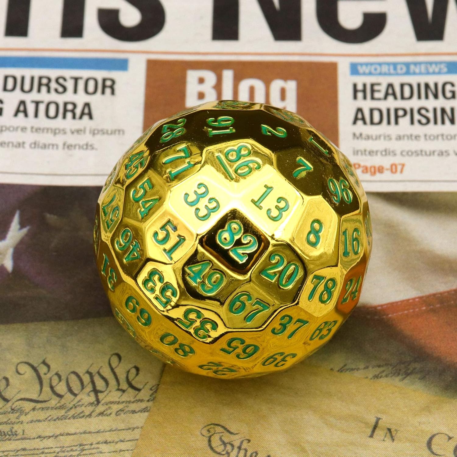 Haxtec Dados de metal D100 de 100 caras que brillan en la oscuridad Dungeons and Dragons Gift Pathfinder RPG-Gold Glowing Blue Numbers