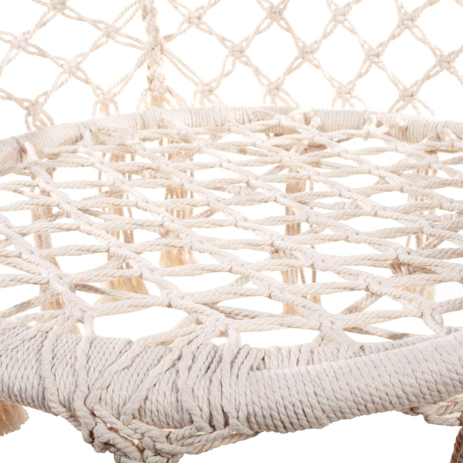 Silla hamaca de macramé, silla colgante de malla, columpio de cuerda de algodón duradero para dormitorio, patio, jardín, terraza, patio, capacidad