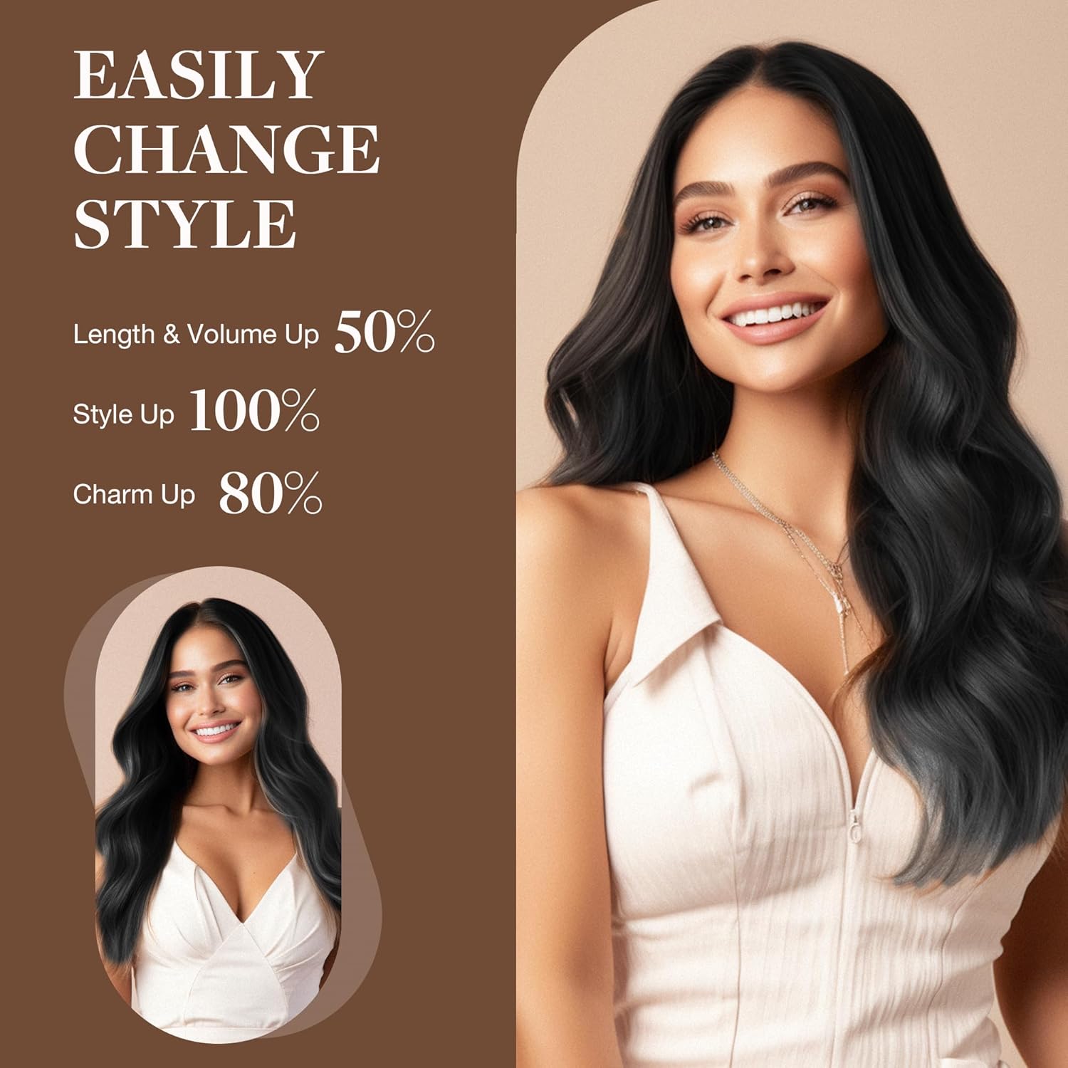 GOO GOO Extensiones de cabello humano con alambre, color negro natural, 14 pulgadas, 75 g , extensiones de cabello humano real Remy, extensiones de